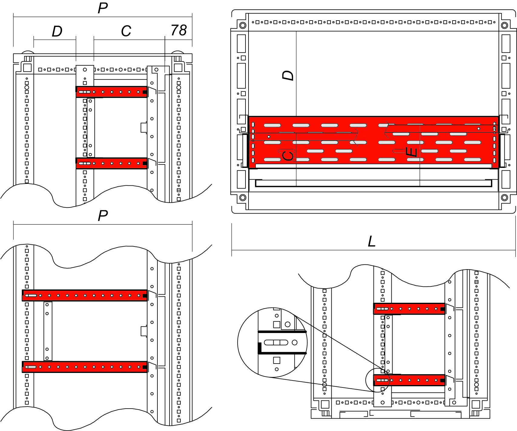 DKC-RAMBLOCK - RMBRZDOE6545 Divisorio orizzontale parziale e totale, dimensioni 600 x 545 mm (LxP)
