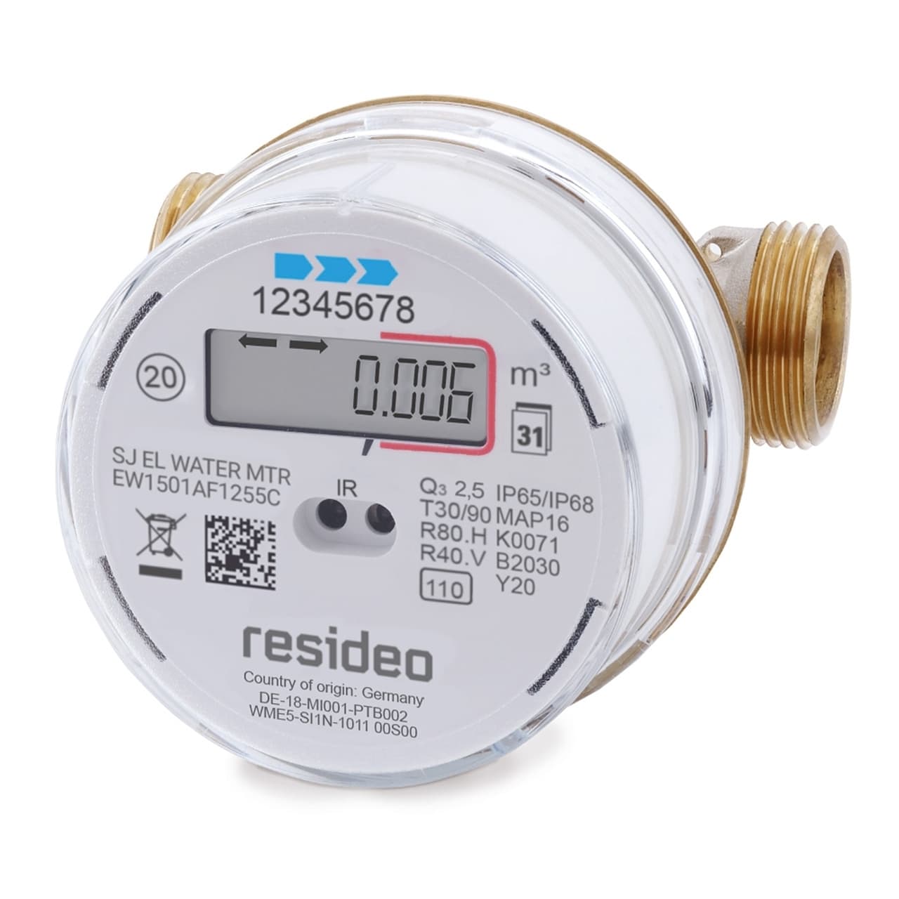 PITTWAY SARL (EX RES RESEW1500AF0155C SJ EL WATER MTR Q3=2.5,DN15,MAX 30°C,80M