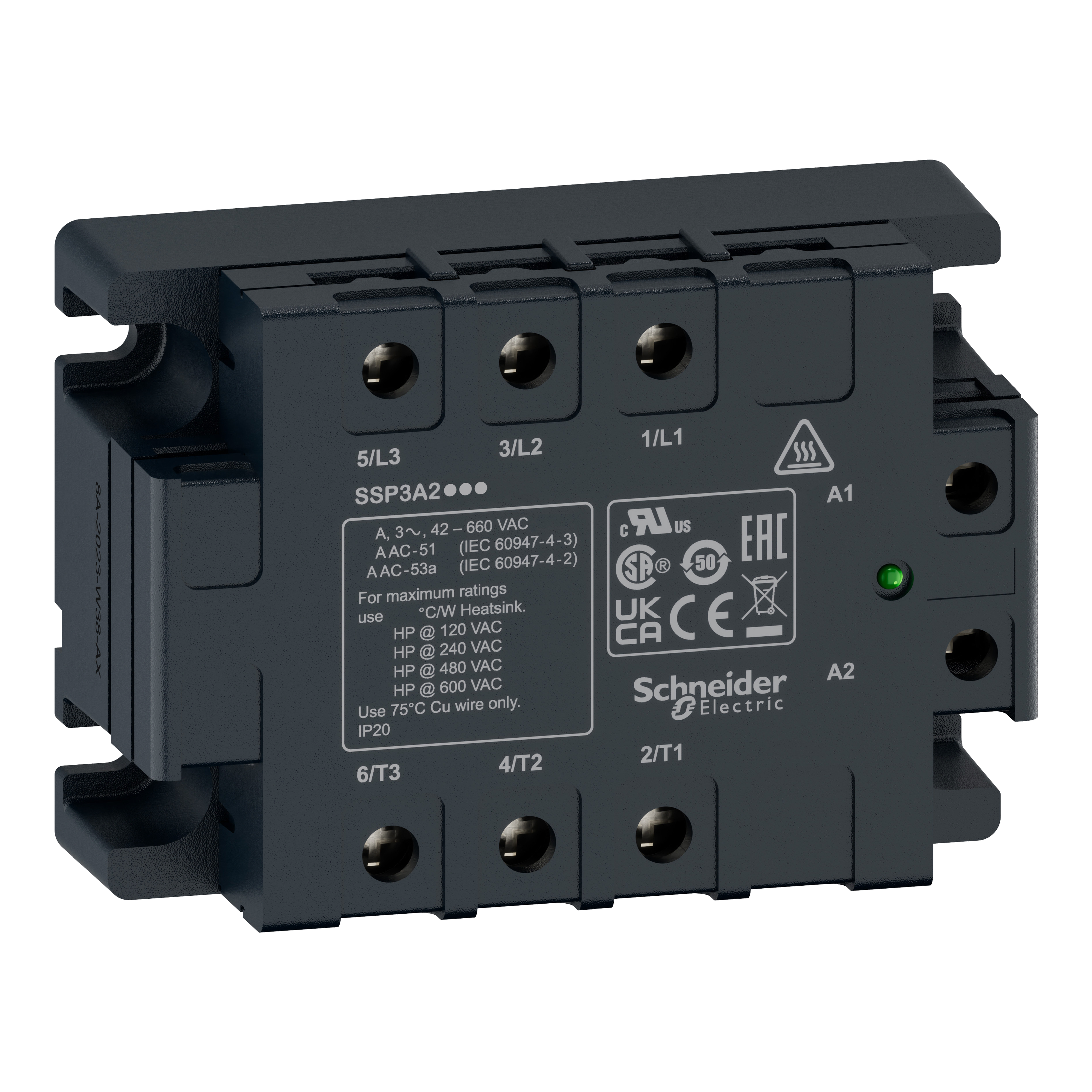 SCHNEIDER ELECTRIC SNRSSP3A250P7T RELE STATICO TRIFASE 50A 42...660VAC