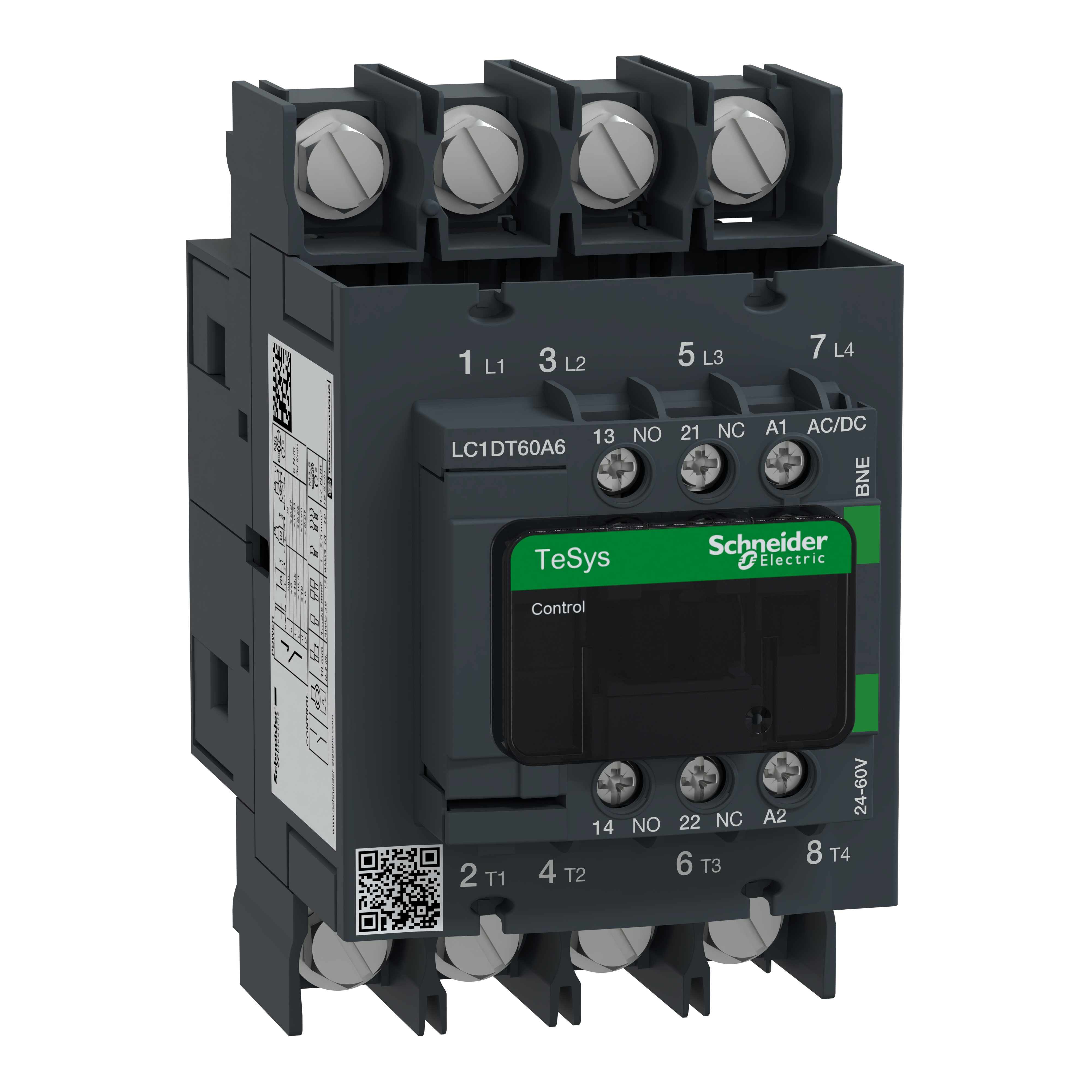 SCHNEIDER ELECTRIC SNRLC1DT60A6BNE CONT 60A 24-60VAC/DC GREEN CAP OC 4P