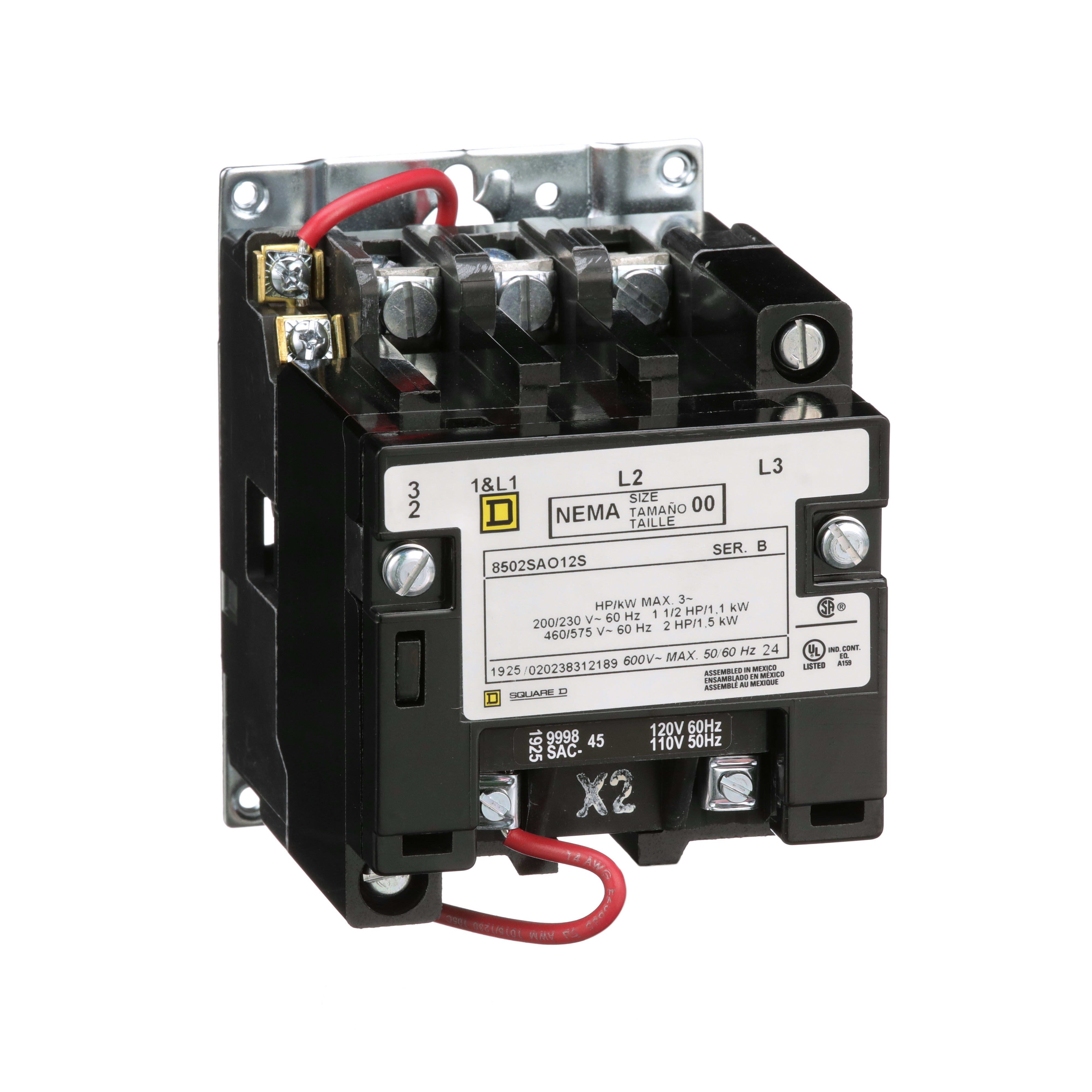 SCHNEIDER ELECTRIC SNR8502SAO12V02S CONTATTORE 600 VAC 9 A NEMA