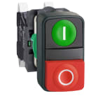 SCHNEIDER ELECTRIC - SNRXB5AL734155 Pulsante doppio, Harmony XB4, metallo, 22 mm, 1 verde filoghiera con marcatura I + 1 rosso sporgente con marcatura O, 1NO+1NC, Push-in