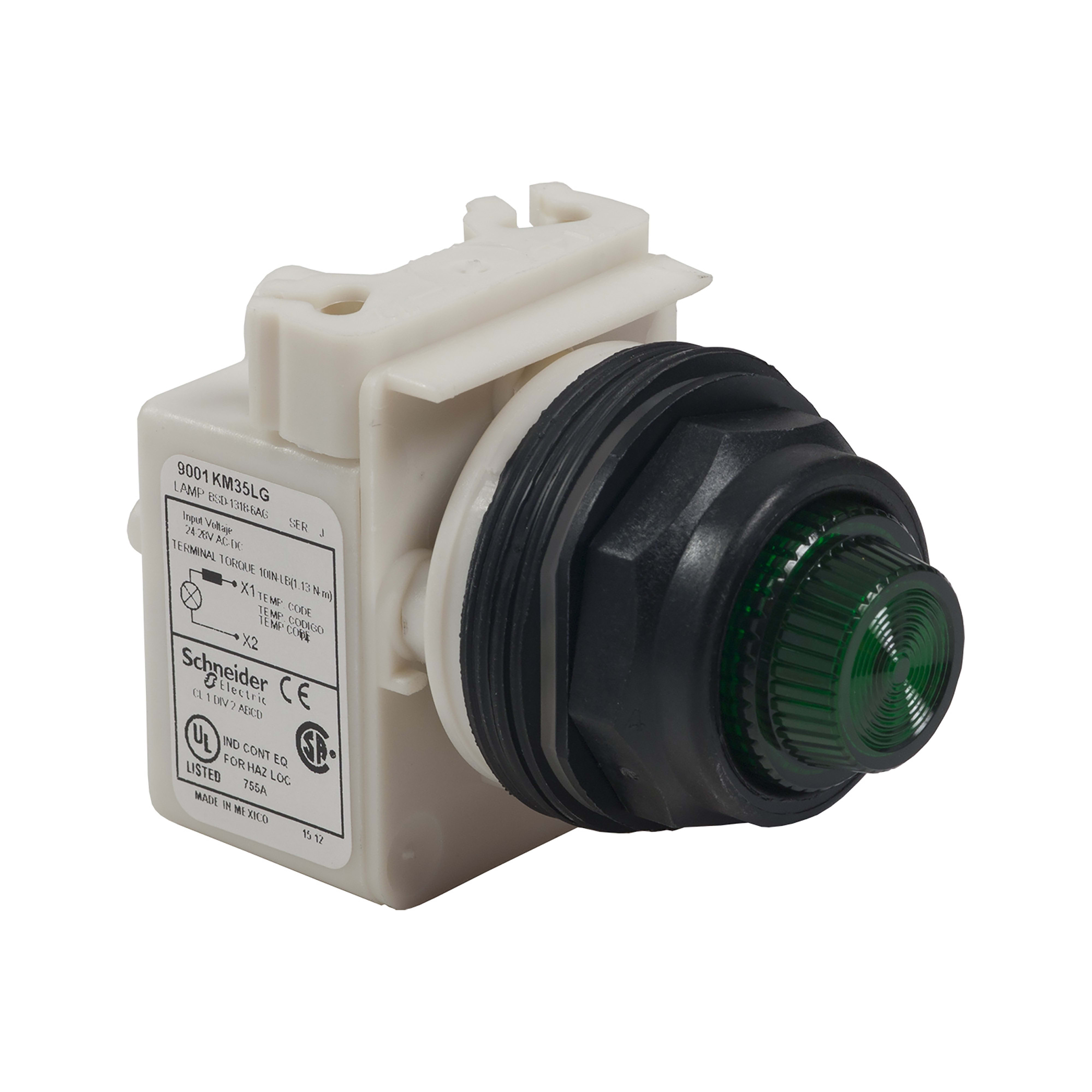 SCHNEIDER ELECTRIC SNR9001SKT35LGG31 PULSANTE TEST LED VERDE 24V 1NC/NO