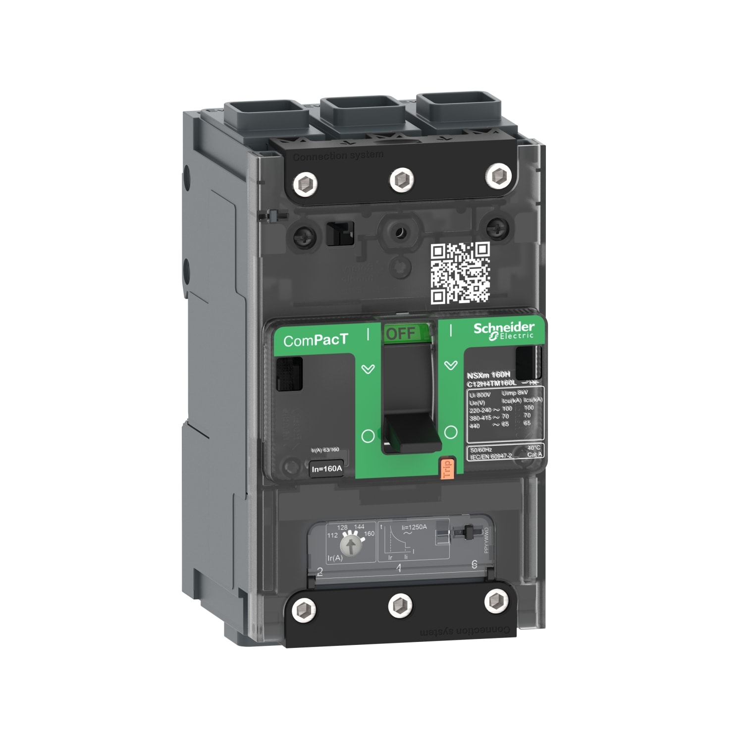 SCHNEIDER ELECTRIC - SNRC11B3TM100L Interruttore, ComPacT NSXm 100B, 25kA/415VAC, 3 poli, Sganciatore TMD 100A, connettori EverLink