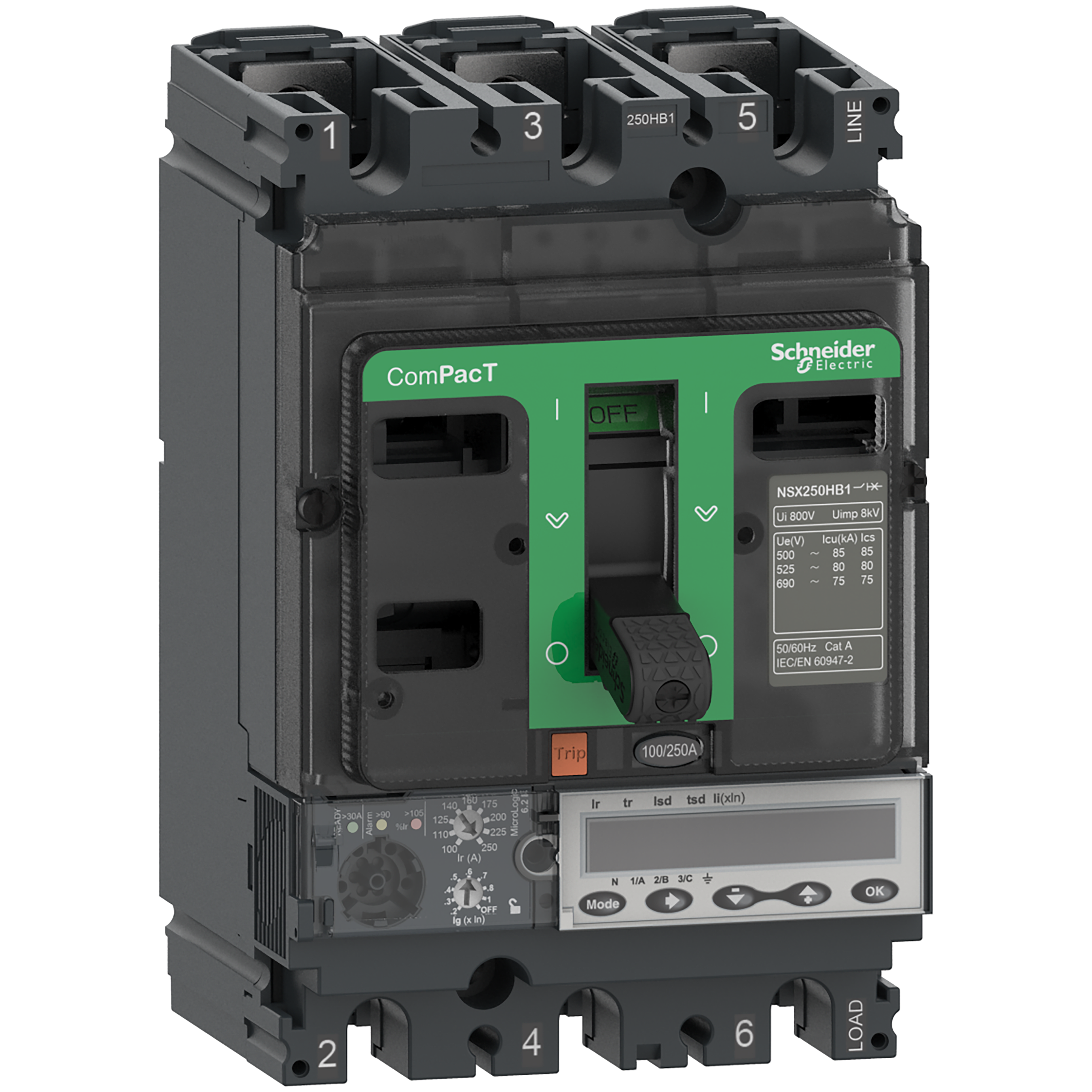 SCHNEIDER ELECTRIC SNRC25W46E100 NSX250HB2 100KA MLOGIC-6.2E 100A 4P4R_T