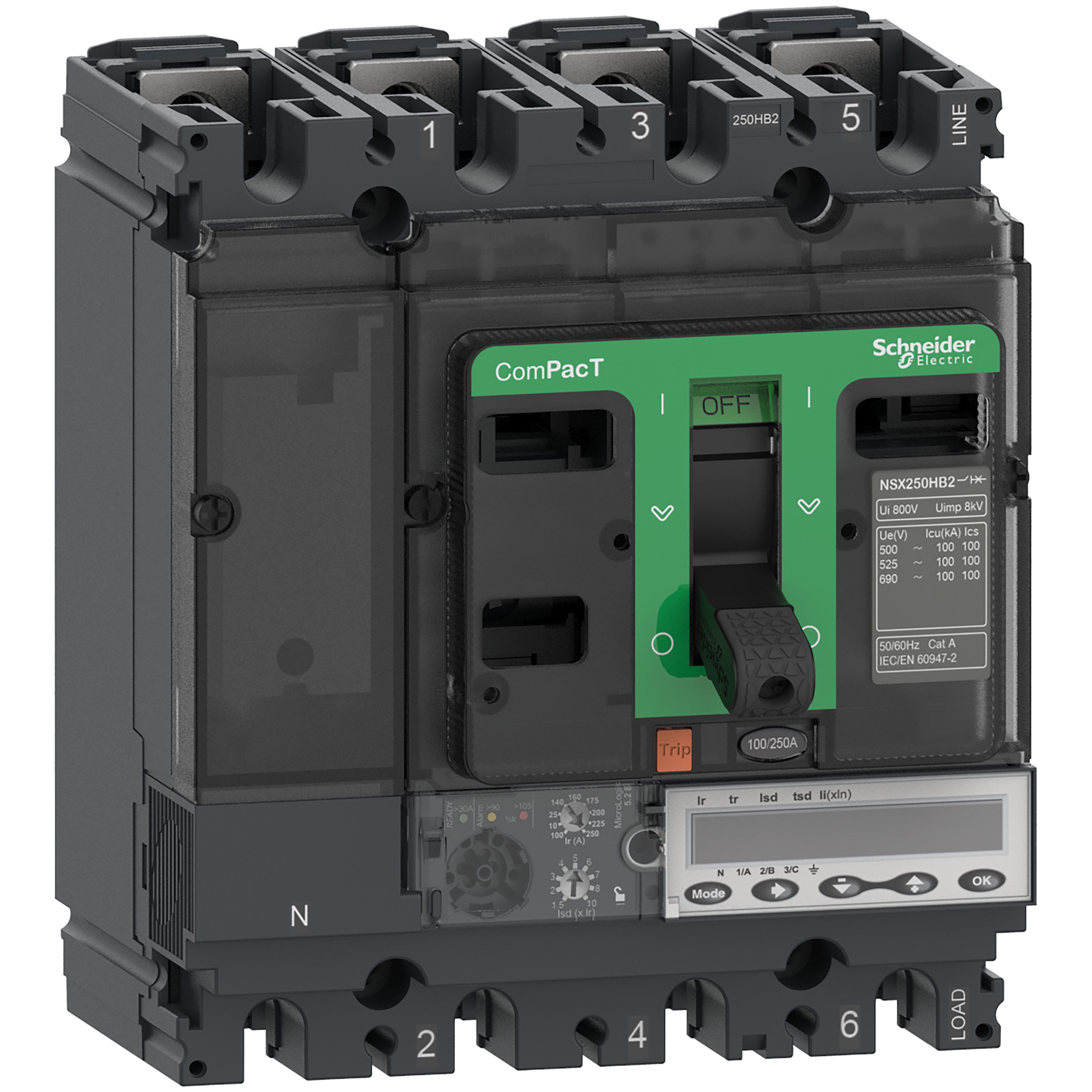 SCHNEIDER ELECTRIC SNRC25R45E100 NSX250R 200KA MLOGIC-5.2E 100A 4P4R_T