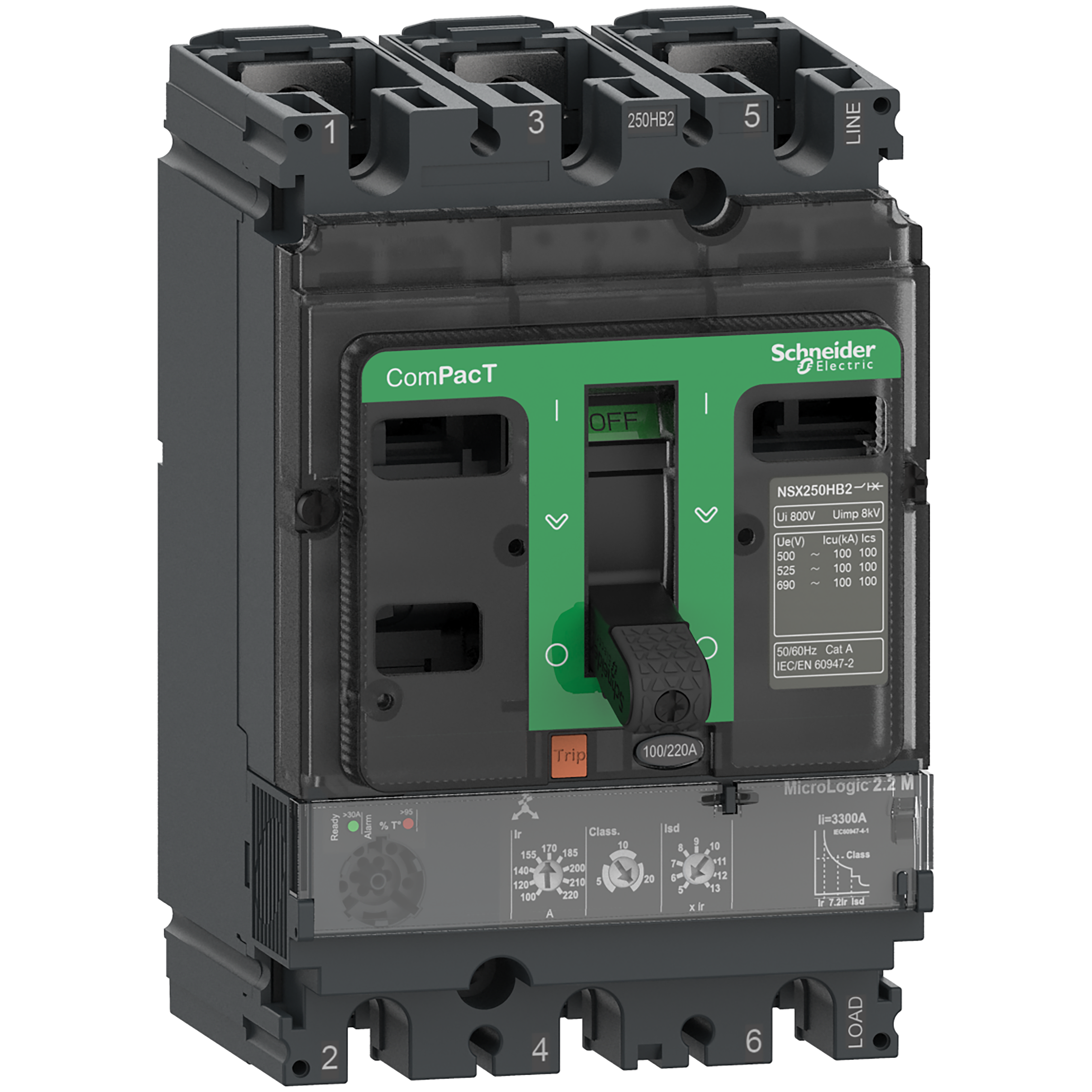 SCHNEIDER ELECTRIC SNRC10R32M100 NSX100R 200KA MLOGIC-2.2M 100A 3P3R_T