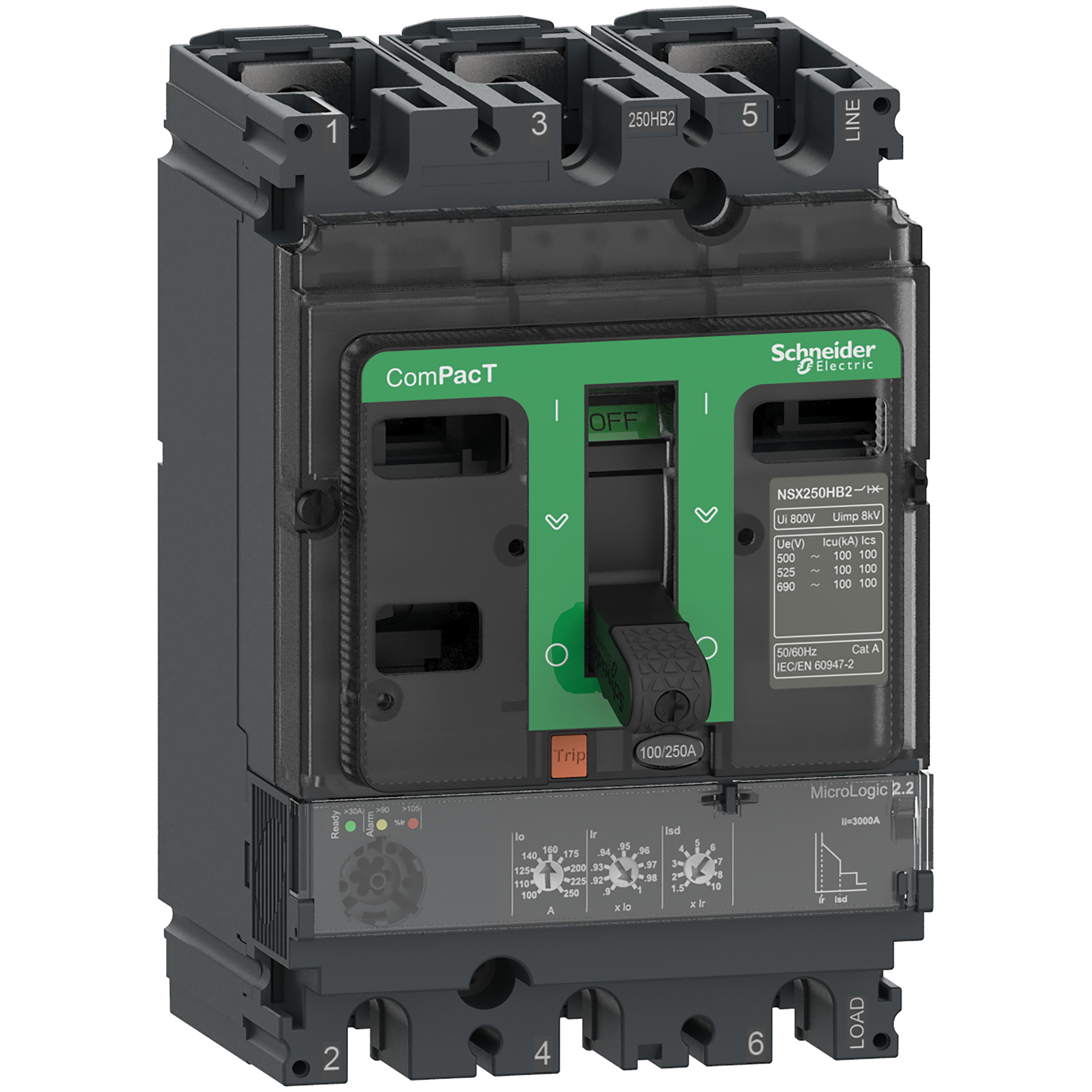 SCHNEIDER ELECTRIC SNRC10W32D100 NSX100HB2 100KA MLOGIC-2.2 100A 3P3R_T
