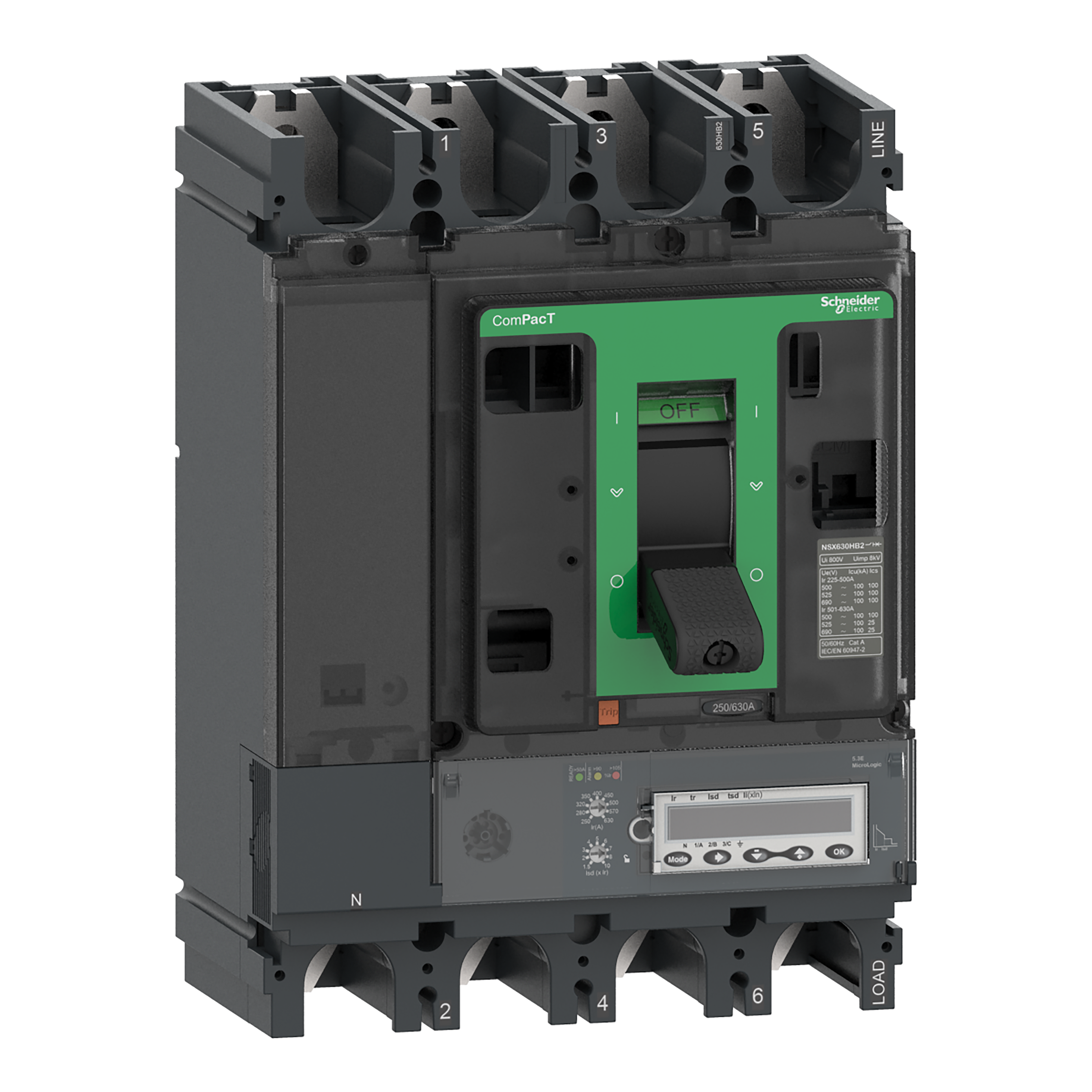 SCHNEIDER ELECTRIC SNRC63R45E630 NSX630R 200KA MLOGIC-5.3E 630A 4P4R_T