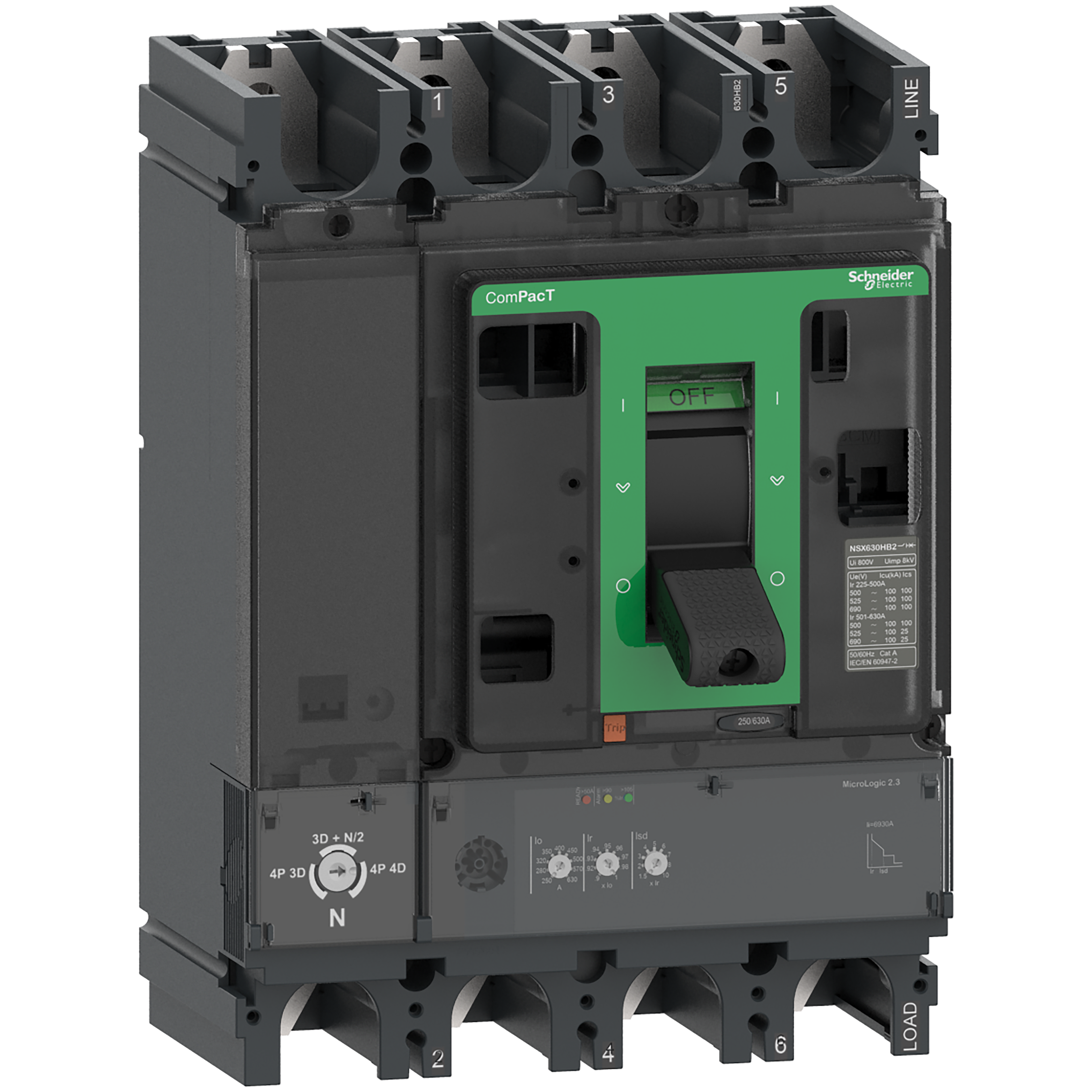 SCHNEIDER ELECTRIC SNRC63V42D630 NSX630HB1 75KA MLOGIC-2.3 630A 4P4R_T