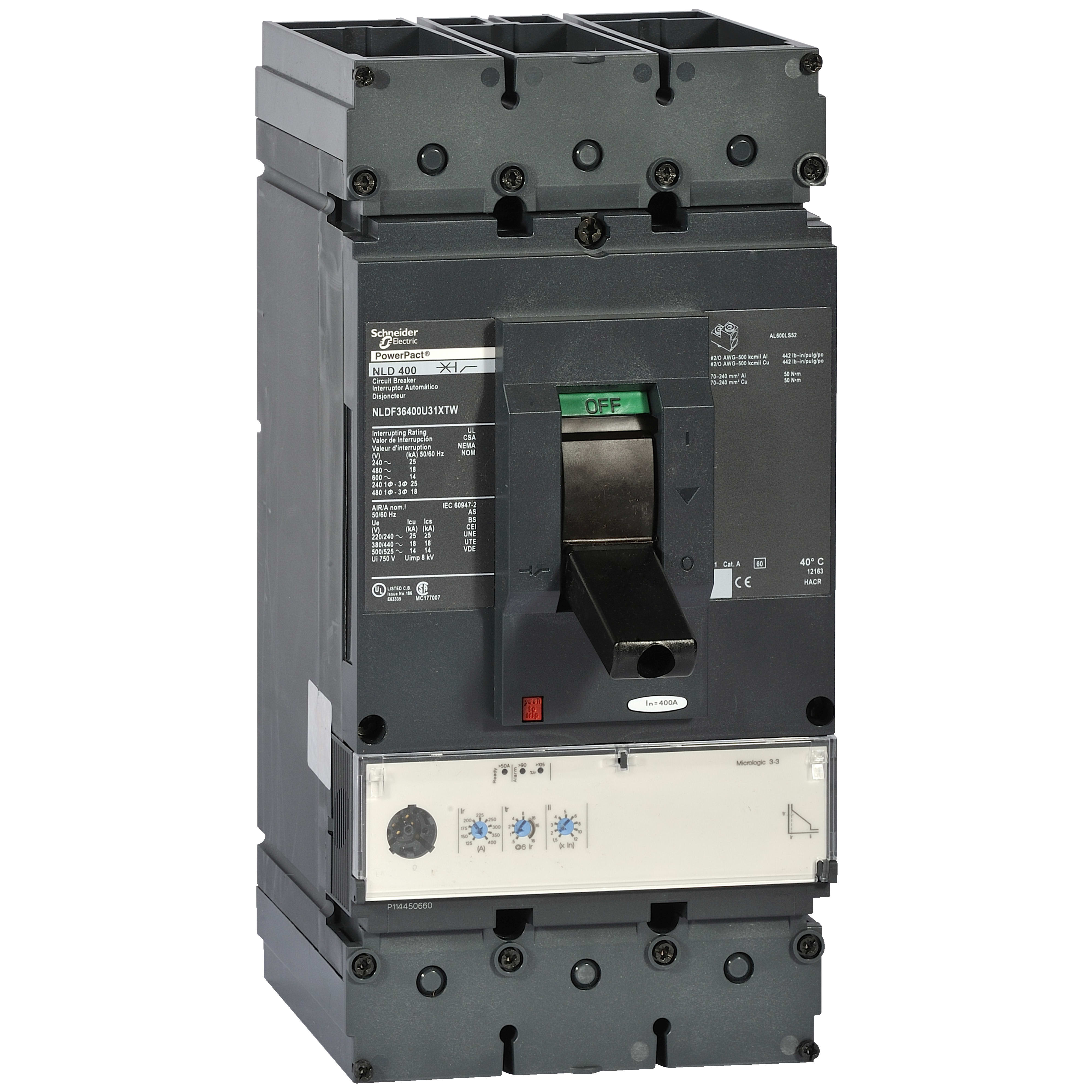 SCHNEIDER ELECTRIC SNRNLDF36400U31XTW L-FRAME 600A 18KA 3P MLOGIC 3.3 400A