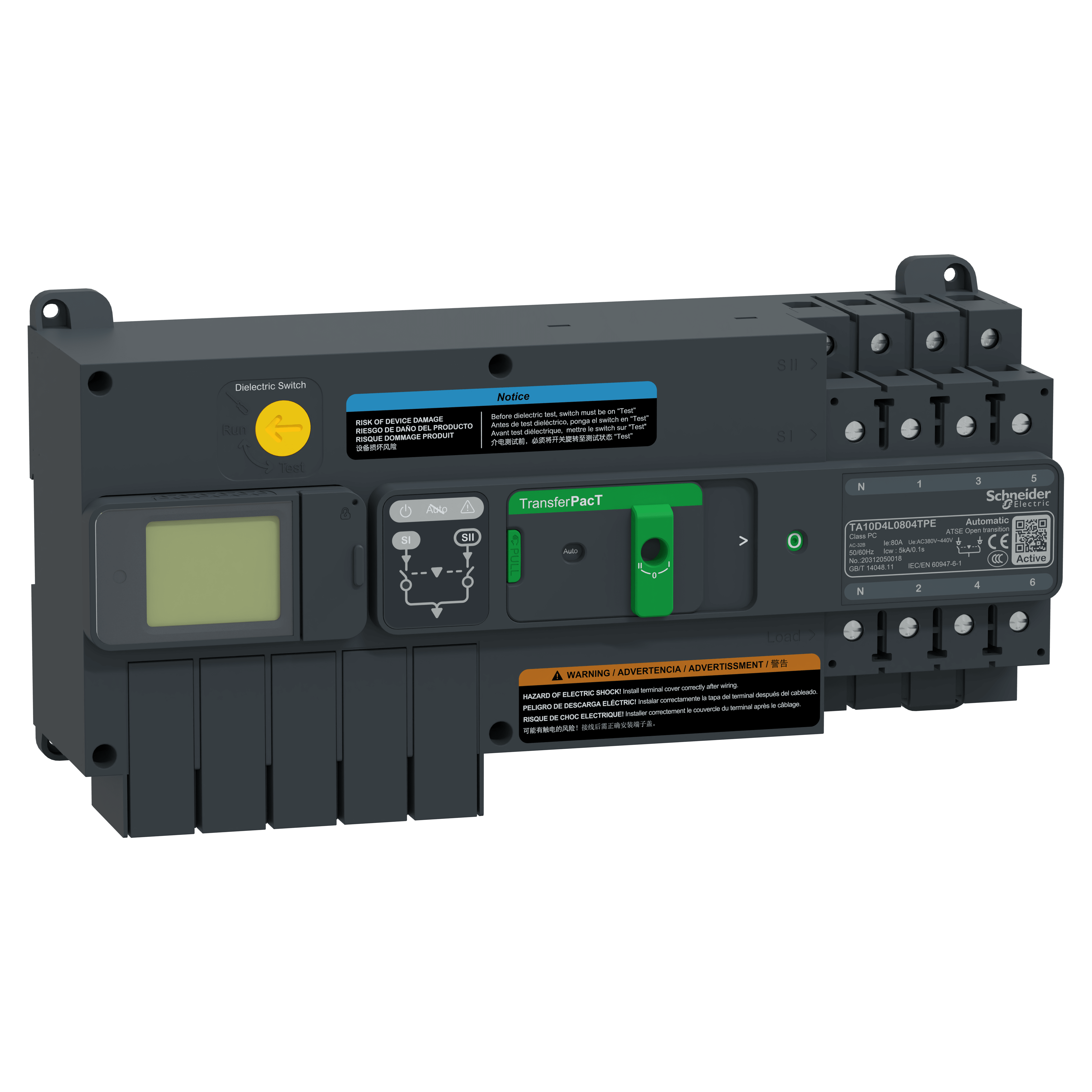 SCHNEIDER ELECTRIC SNRTA10D4L0804TPE TRANSFERPACT ACTIVE AUTOMATIC80A 400V 4P