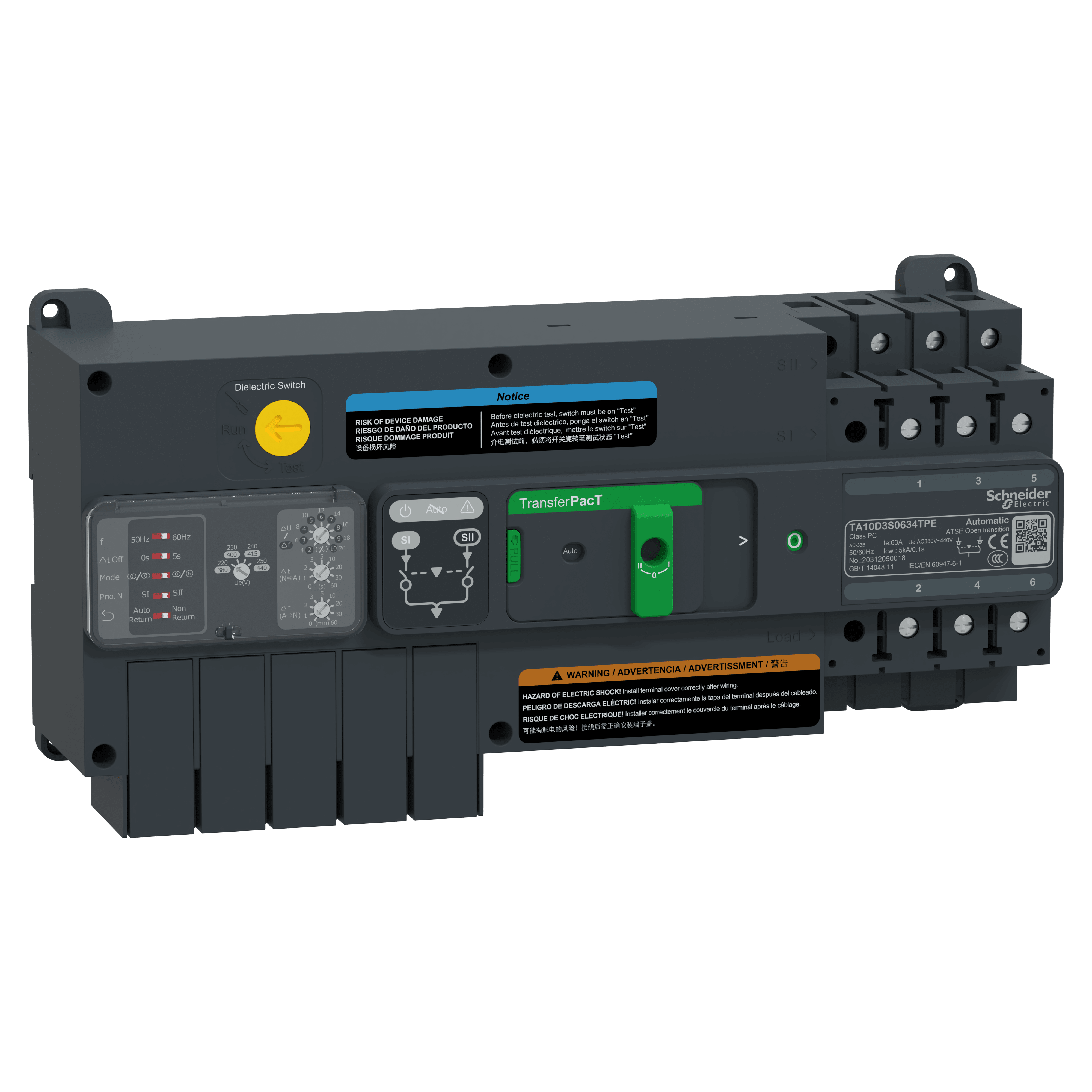 SCHNEIDER ELECTRIC SNRTA10D3S0634TPE TRANSFERPACT AUTOMATIC 63A 400V 3P