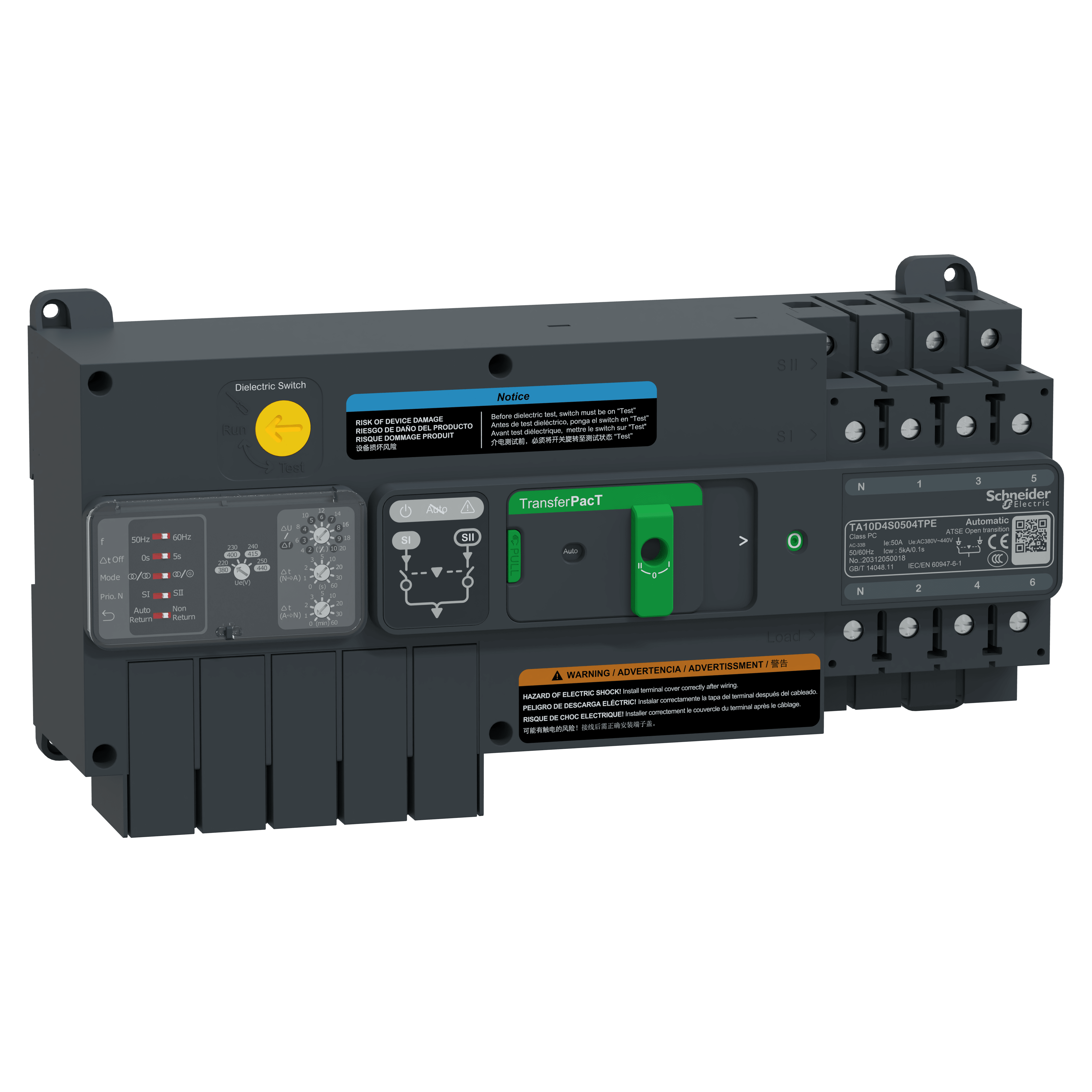 SCHNEIDER ELECTRIC SNRTA10D4S0504TPE TRANSFERPACT AUTOMATIC 50A 400V 4P