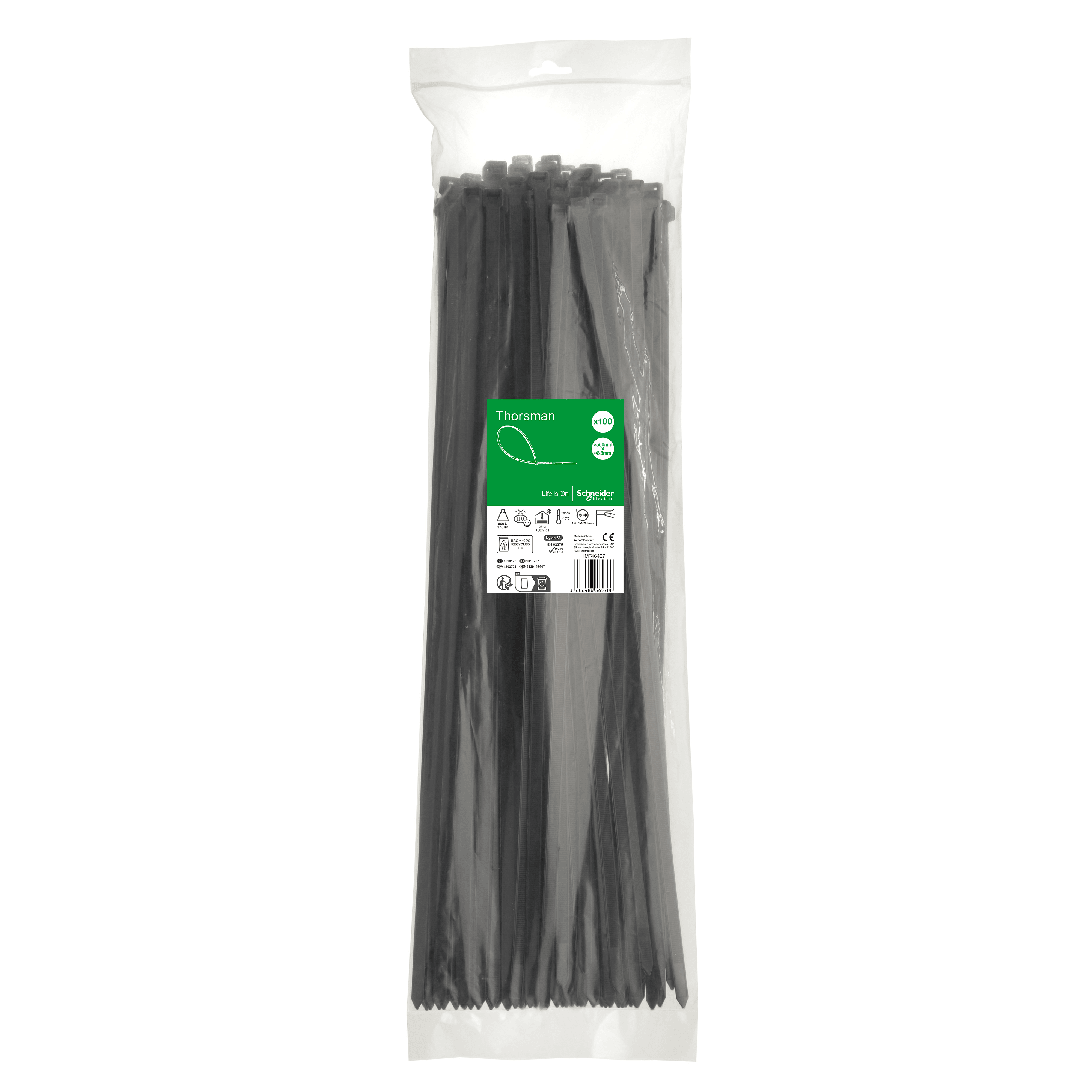 SCHNEIDER ELECTRIC SNRIMT46427 1 SACCHETTO 100 FASCETTE 550X8,8 NERO