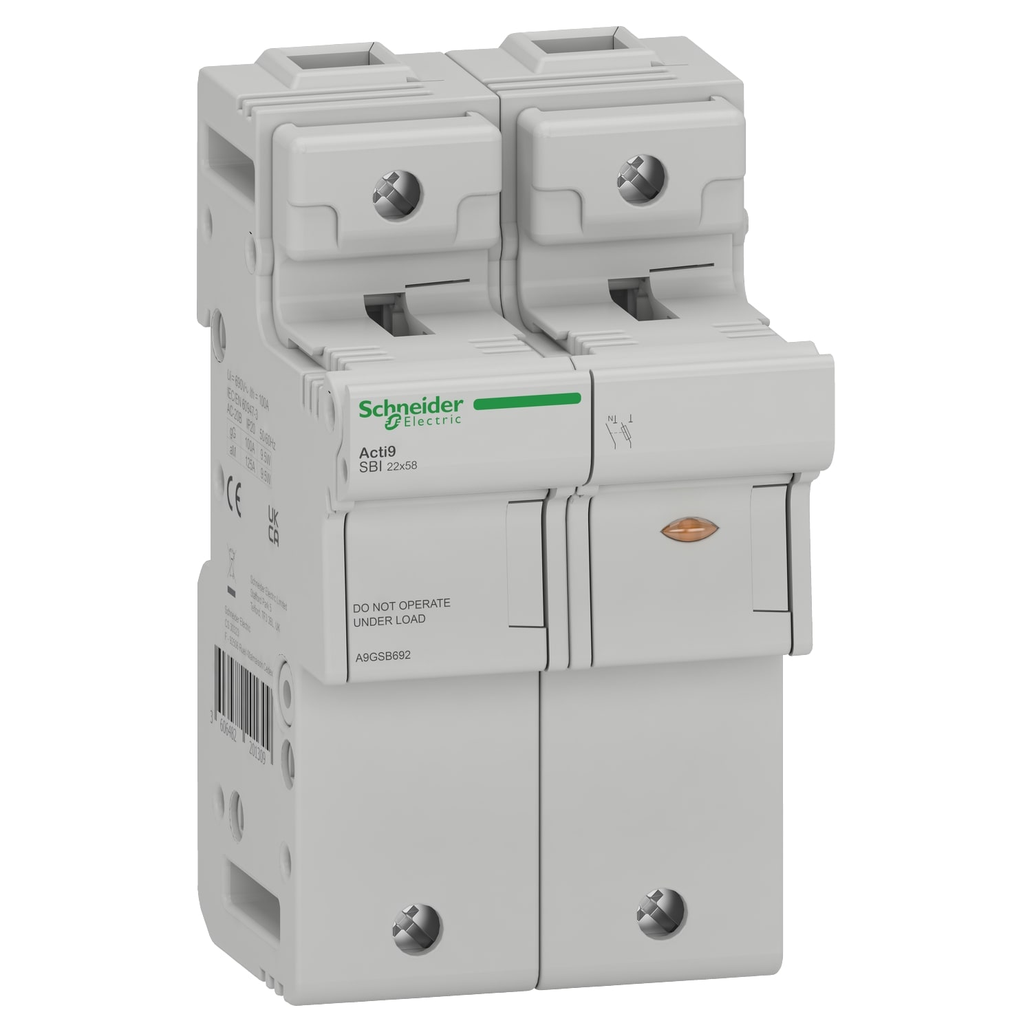 SCHNEIDER ELECTRIC SNRA9GSB692 BASE PORTAF. SBI 1P+N 22X58 660VCA