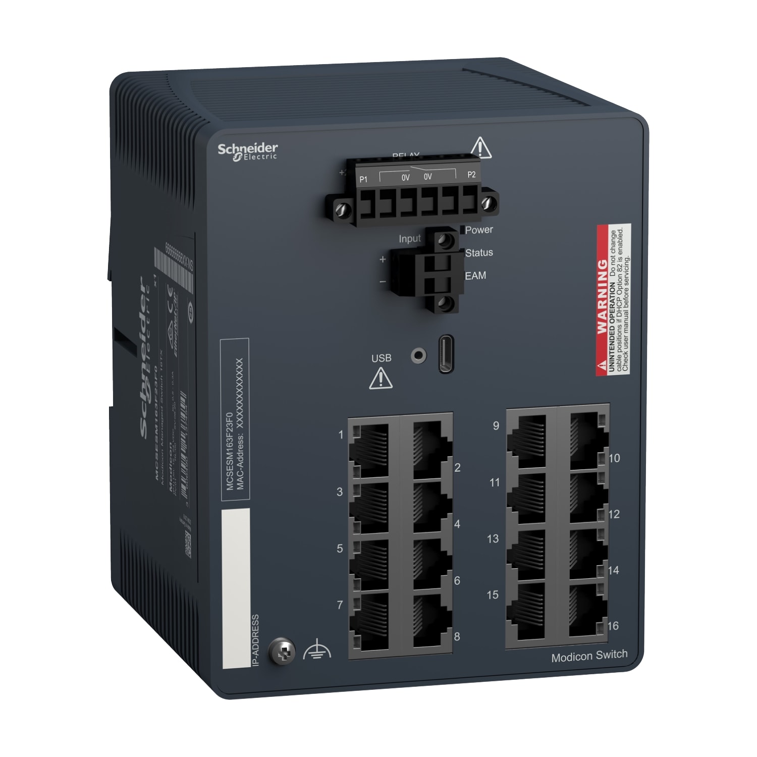 SCHNEIDER ELECTRIC SNRMCSESM163F23F0 MODICON MANAGED SWITCH 16TX