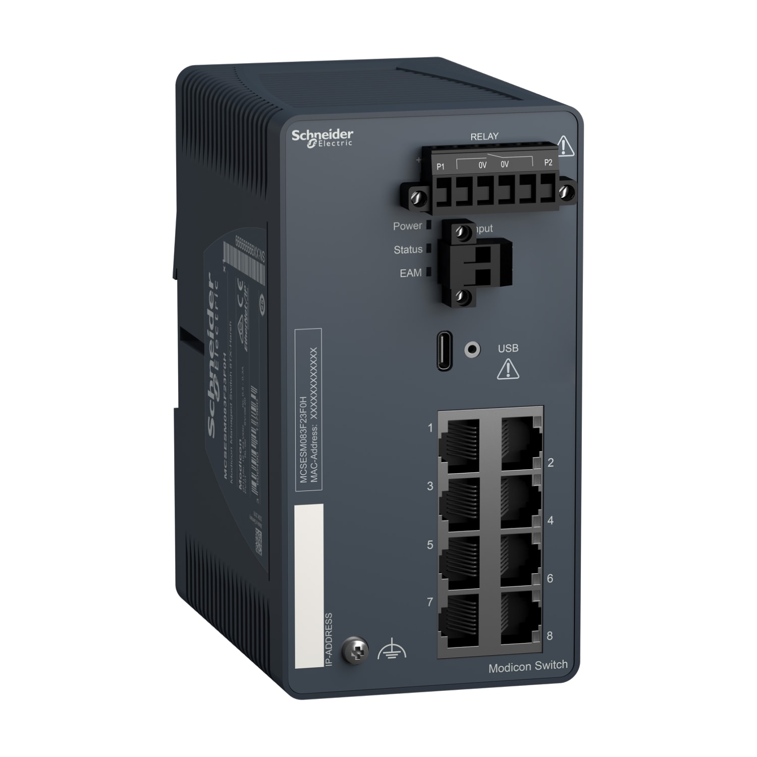 SCHNEIDER ELECTRIC SNRMCSESM083F23F0H MODICON MANAGED SWITCH 8TX - HARSH