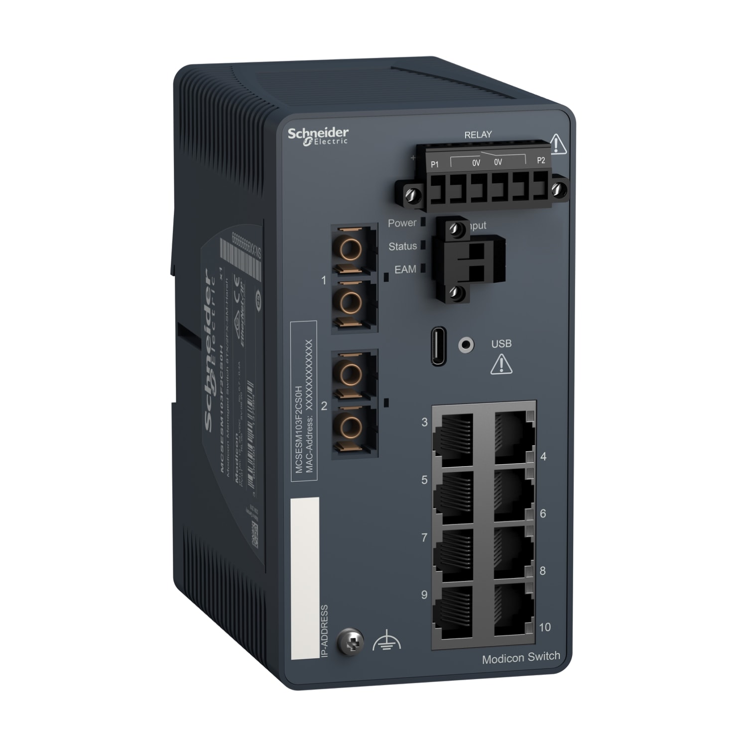 SCHNEIDER ELECTRIC SNRMCSESM103F2CS0H MODICON MANAGED SWITCH 8TX/2FX-SM -HARSH