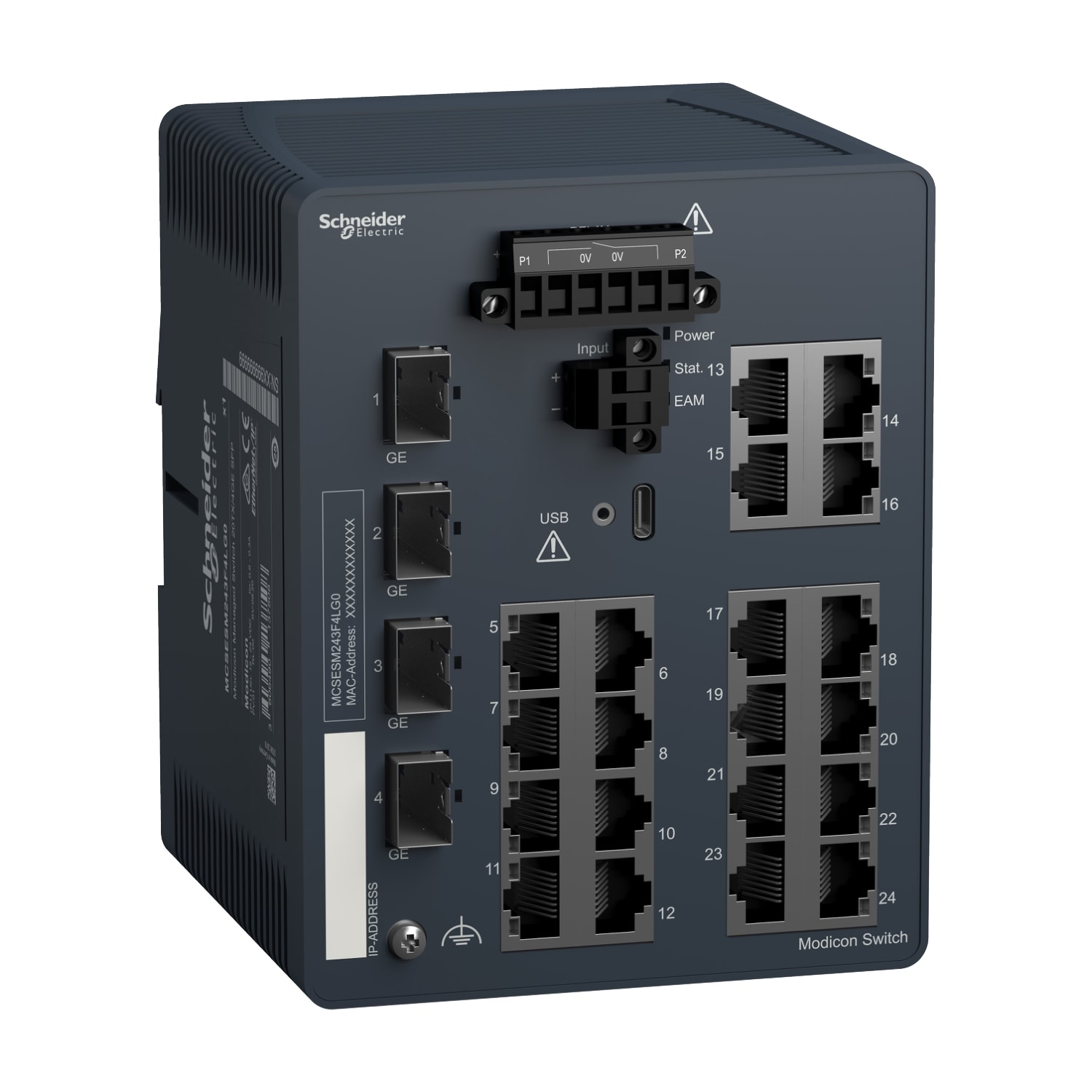 SCHNEIDER ELECTRIC SNRMCSESM243F4LG0 MODICON MANAGED SWITCH 20TX/4GE SFP