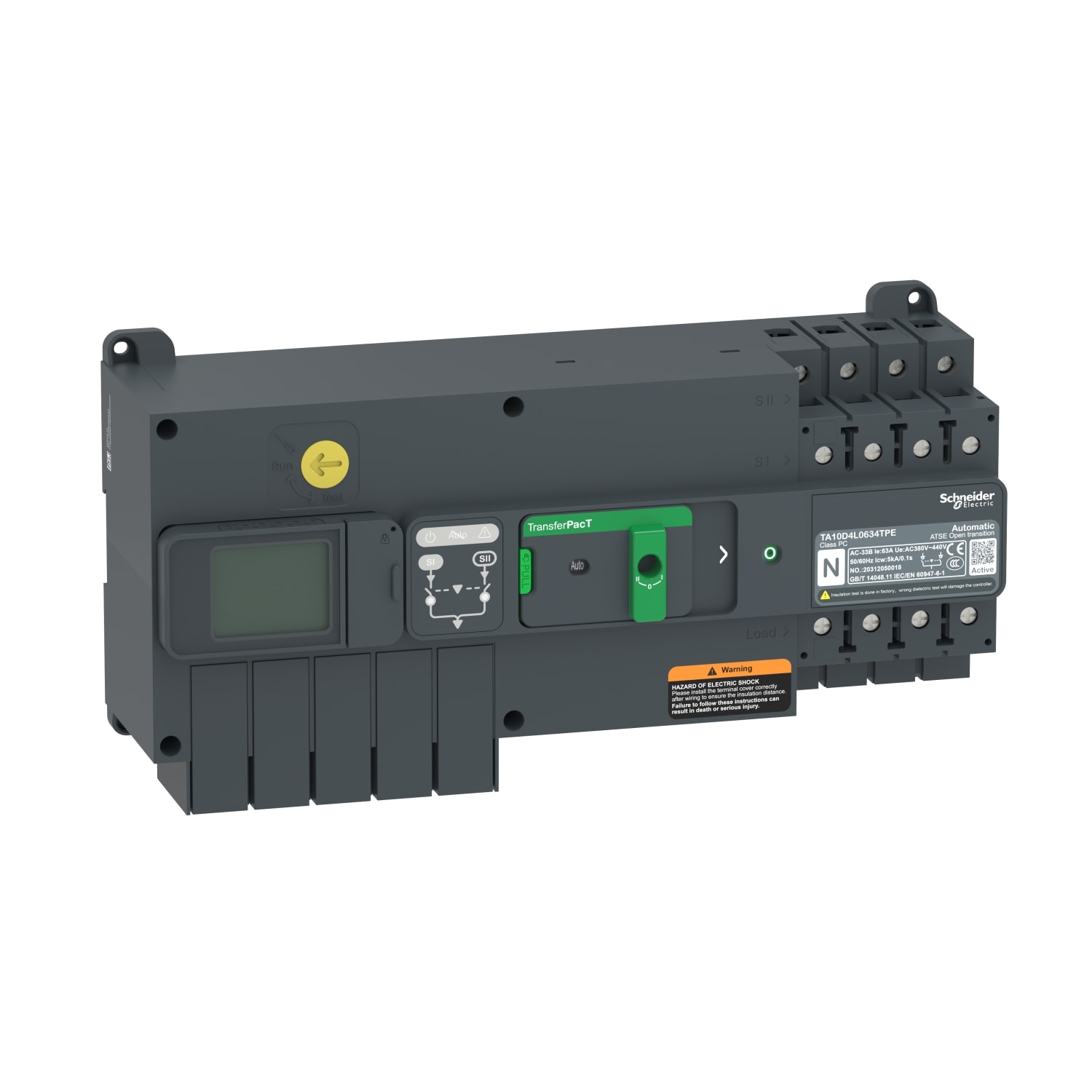 SCHNEIDER ELECTRIC SNRTA10D4L0634TPE TRANSFERPACT ACTIVE AUTOMATIC63A 400V 4P