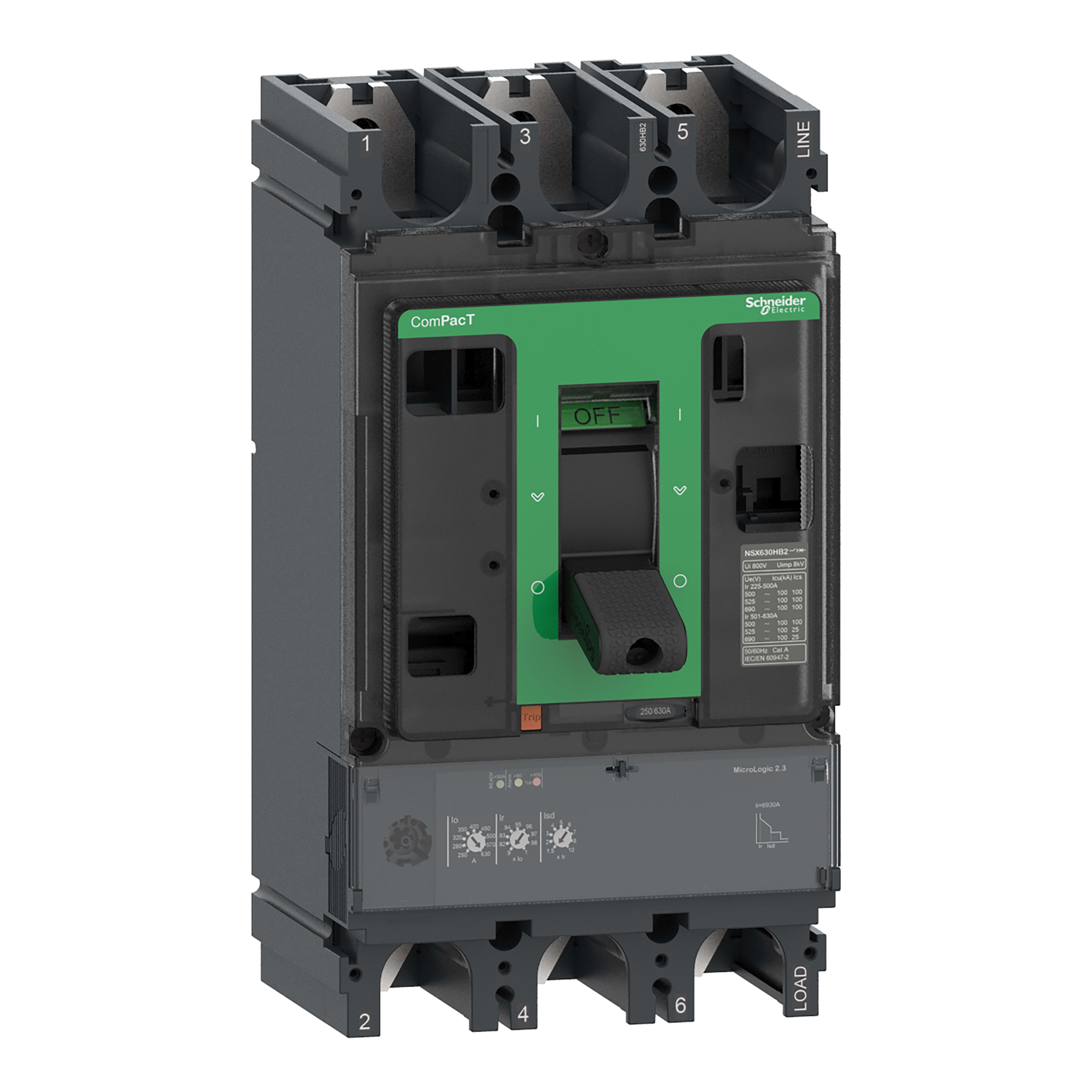 SCHNEIDER ELECTRIC SNRC63W32D630 NSX630HB2 100kA Mlogic-2.3 630A 3P3R_T