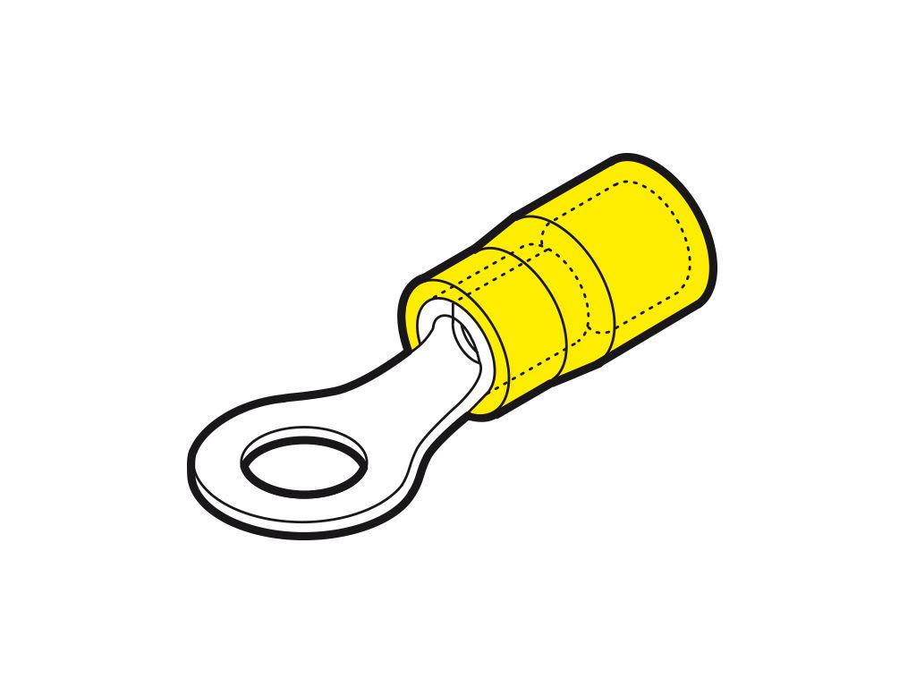 CEMBRE SPA - CEMGP-M6/1 CAPOCORDA AD OCCHIELLO, PREISOLATO IN POLICARBONATO, GIALLO, PER CONDUTTORI IN RAME, HALOGEN FREE, VITE 6mm B=8,1 SEZIONE 4-6 mmq