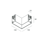 NOVALUX SPA - NOX1087A5.20 MODULO CIECO ANGOLARECompleto di cablaggio passante, giunti di unione e cover inferiore. Incluso 1 cavi di sospensione L 1200mm. non alimentabile. G
