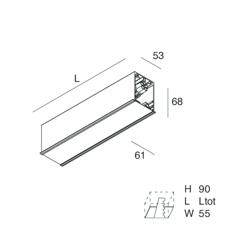 NOVALUX SPA - NOX108856.01 MODULO CIECO LINEARE Completo di cablaggio passante, giunti di unione e cover inferiore. Garanzia 5 anni
