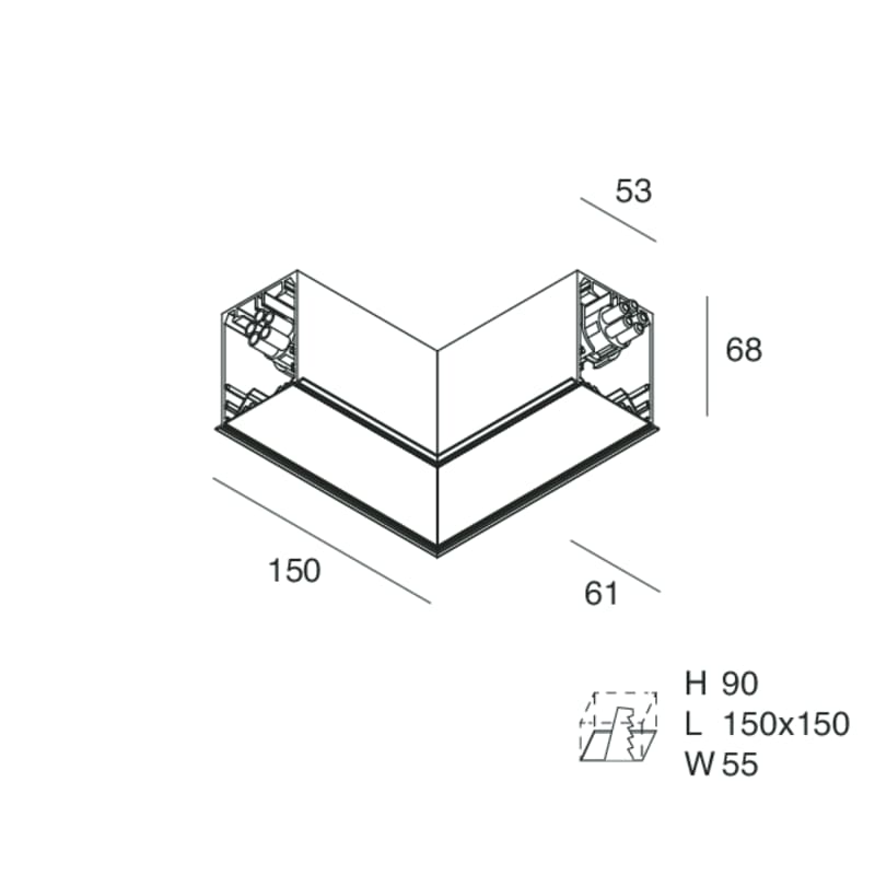 NOVALUX SPA - NOX108854.01 MODULO CIECO a L Completo di cablaggio passante, giunti di unione e cover inferiore. Non alimentabile. (destra) Garanzia 5 anni.