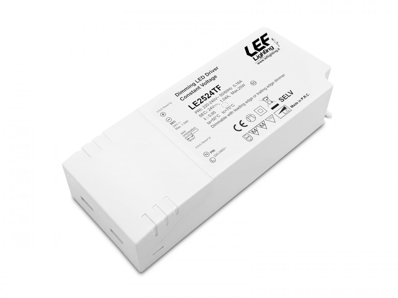LEF LIGHTING SRL LEFLE2524TF ALIM.LED 25W 24VDC IP20 DIM.TAGLIO FASE