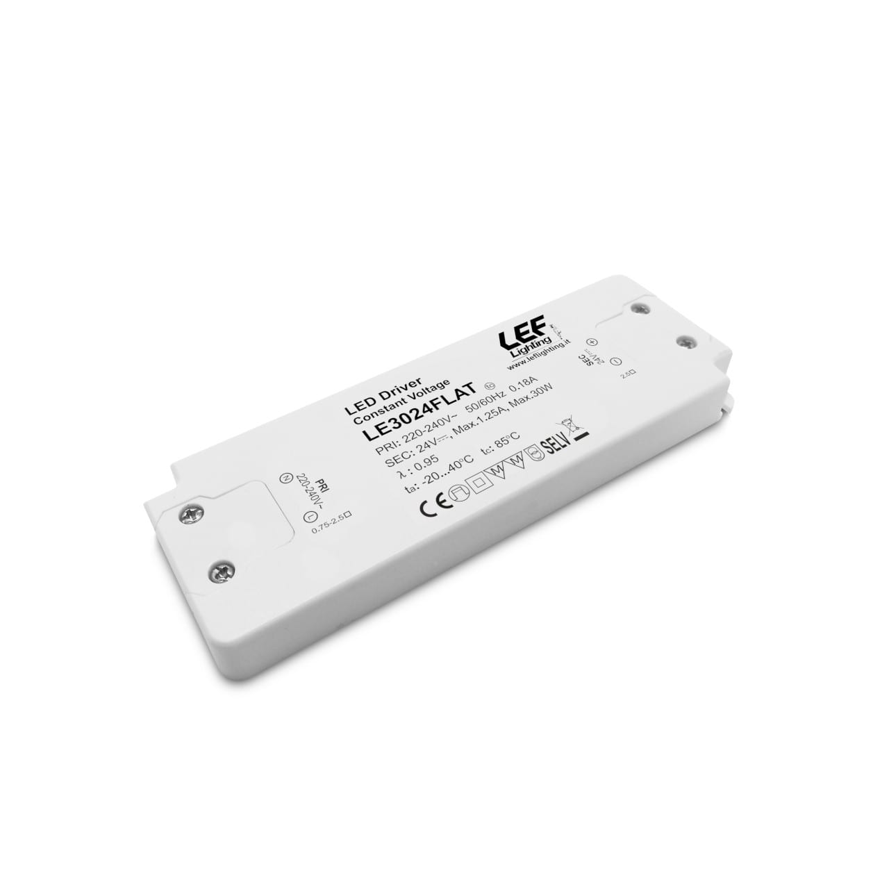 LEF LIGHTING SRL LEFLE3024FLAT ALIM. LED TENS. COSTANTE 30W 24VDC FLAT