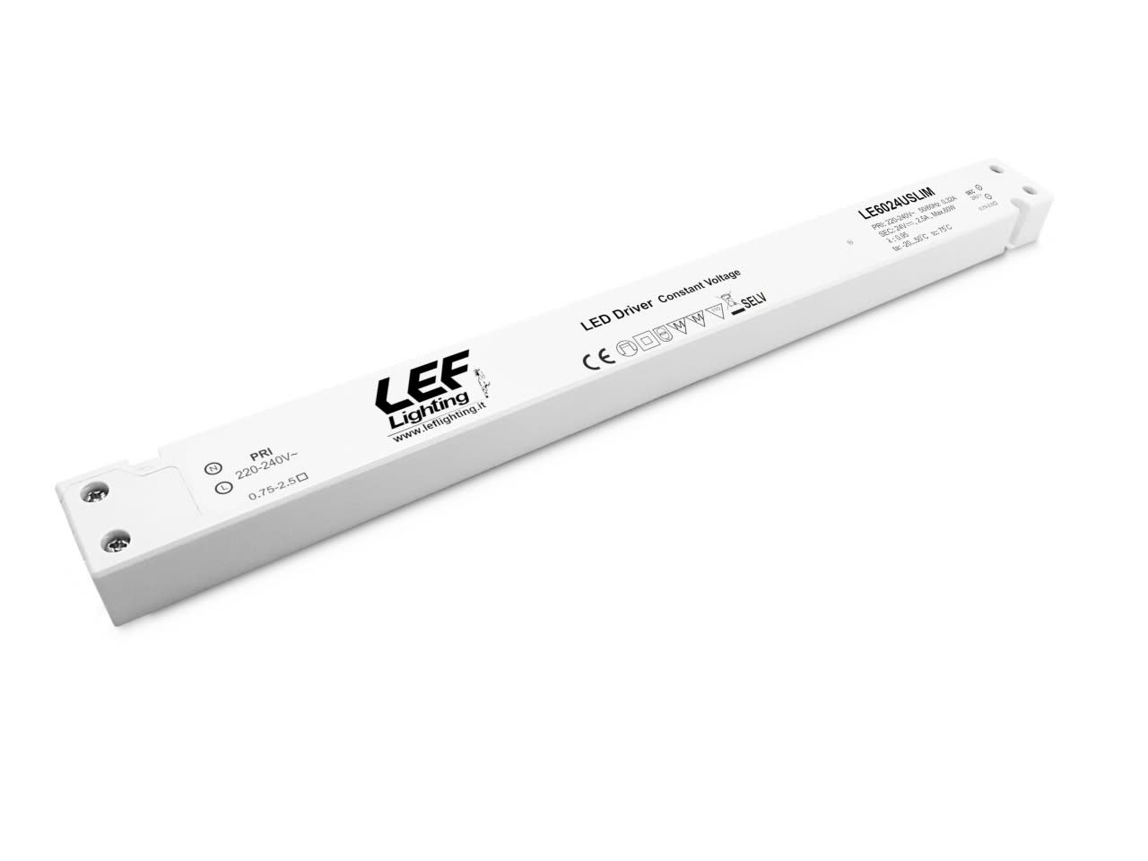 LEF LIGHTING SRL - LEFLE6024USLIM ALIM. LED TENS.COST. 60W 24VDC IP20 SLIM