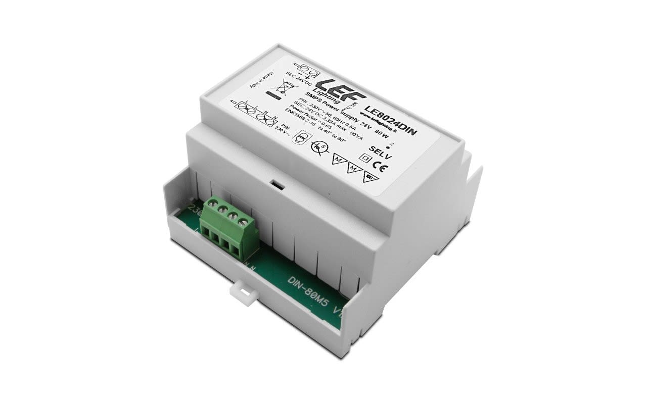 LEF LIGHTING SRL - LEFLE8024DIN ALIM. LED 80W 24VDC GUIDA DIN 5