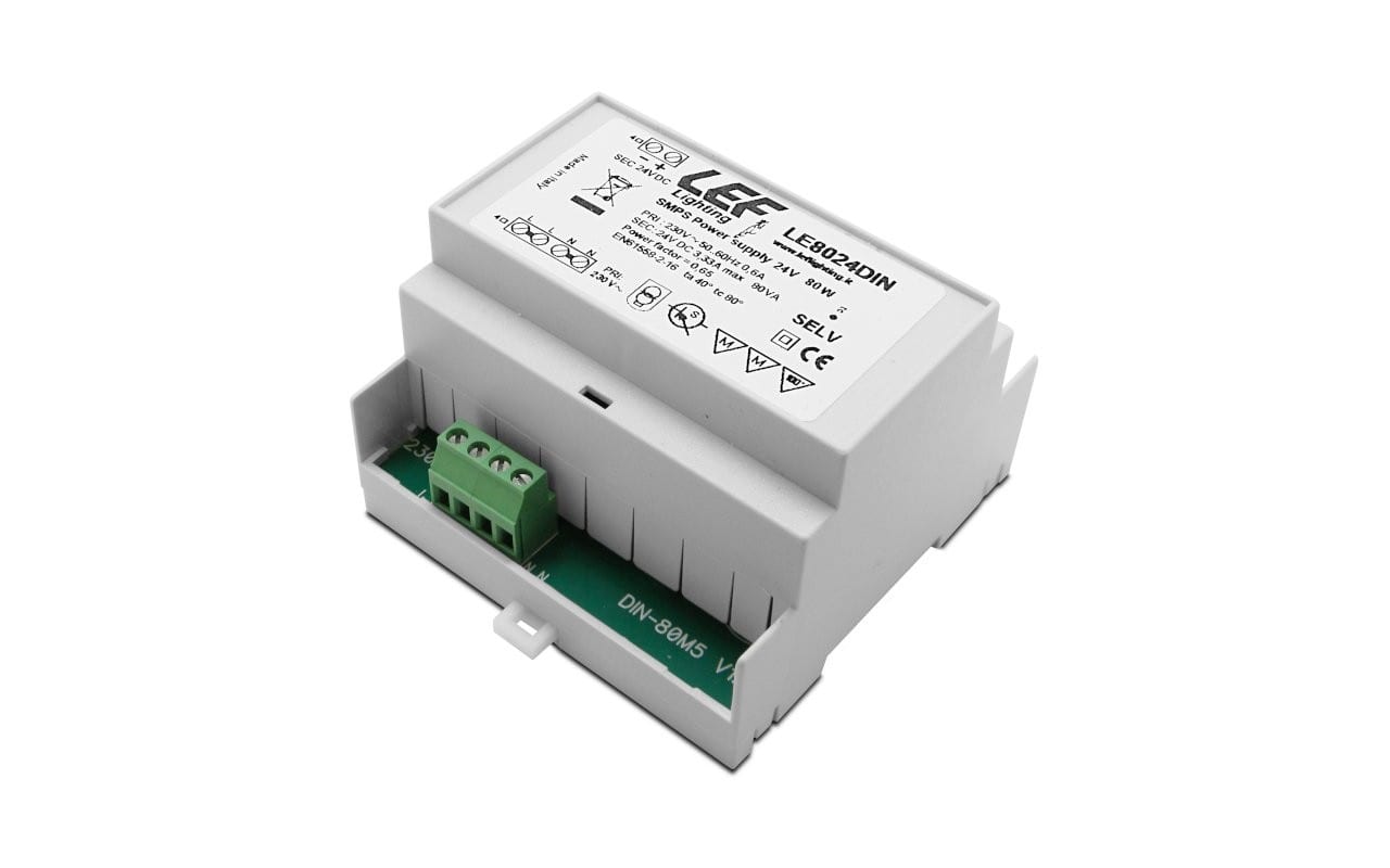 LEF LIGHTING SRL LEFLE8024DIN ALIM. LED 80W 24VDC GUIDA DIN 5
