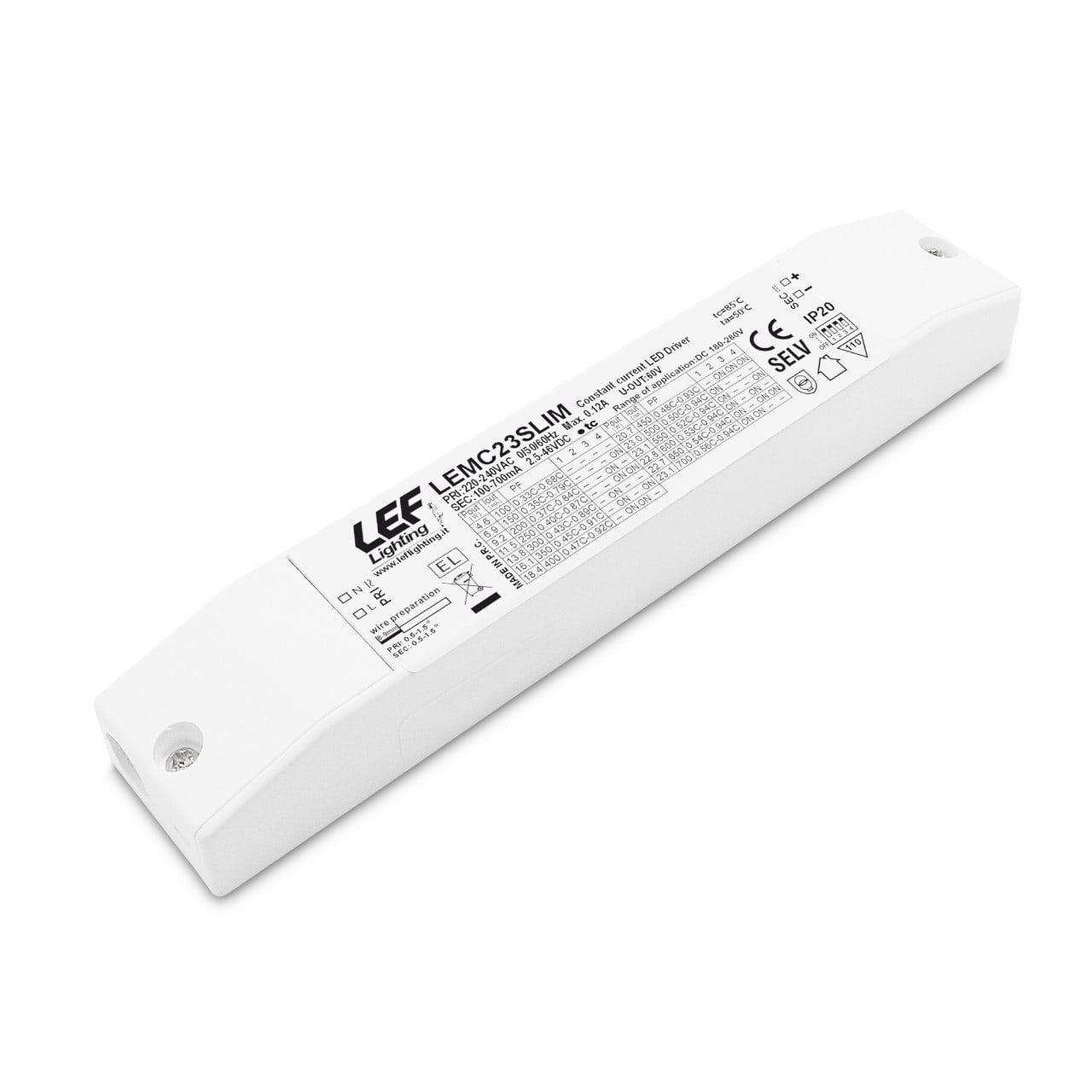 LEF LIGHTING SRL LEFLEMC23SLIM ALIM.LED 100 700MA 4.6 23.1W SLIM IP20