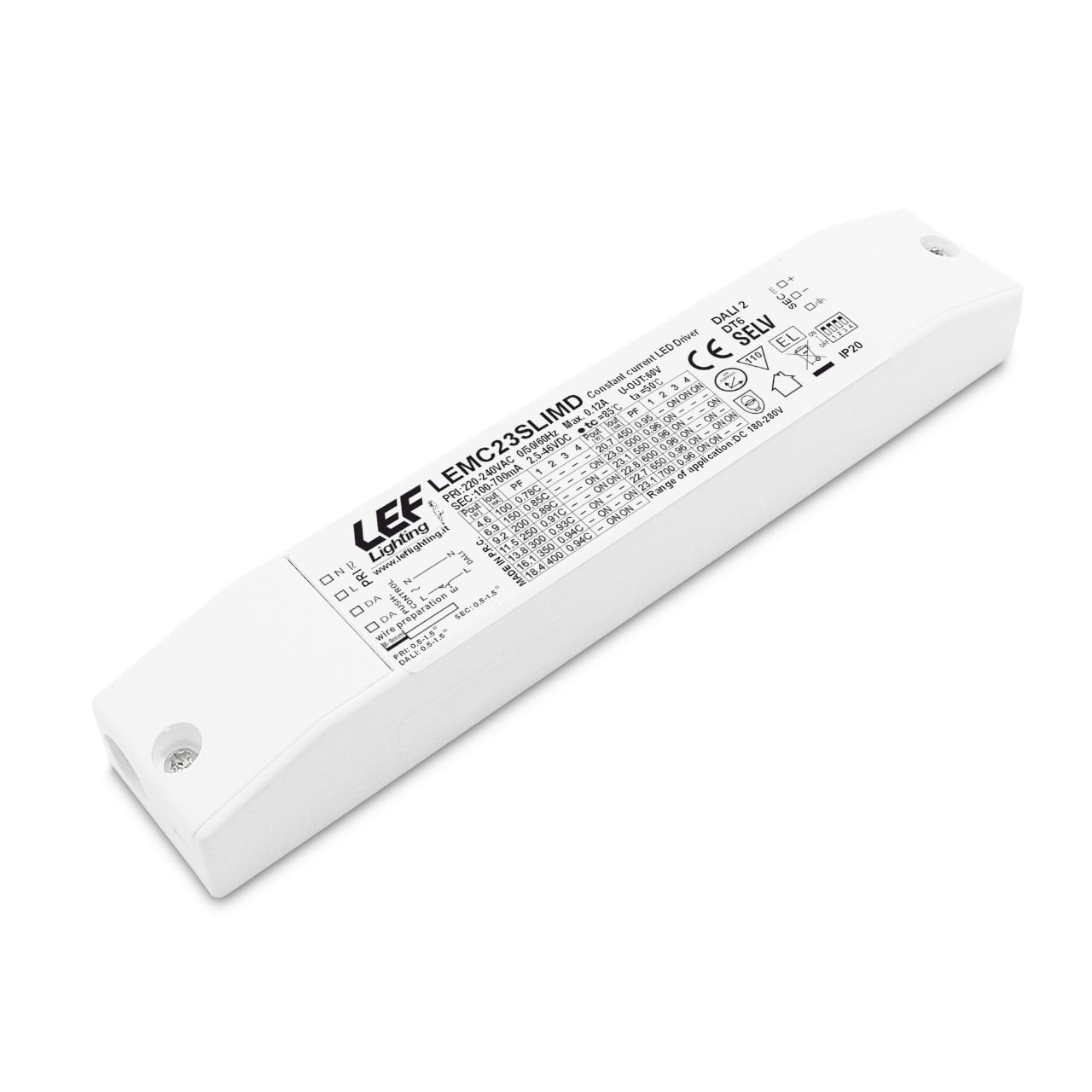 LEF LIGHTING SRL LEFLEMC23SLIMD ALIM.LED 100 700MA 5 23W DIM PUSH/DALI