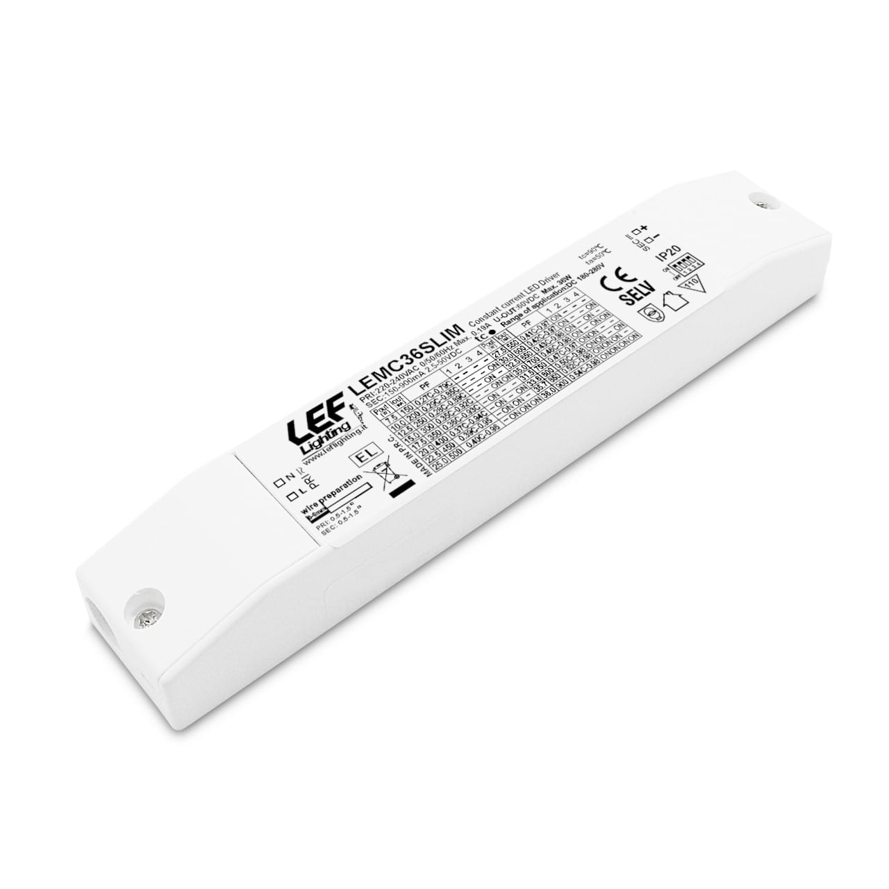 LEF LIGHTING SRL - LEFLEMC36SLIM ALIM.LED 150 900MA 7.5 36W SLIM IP20