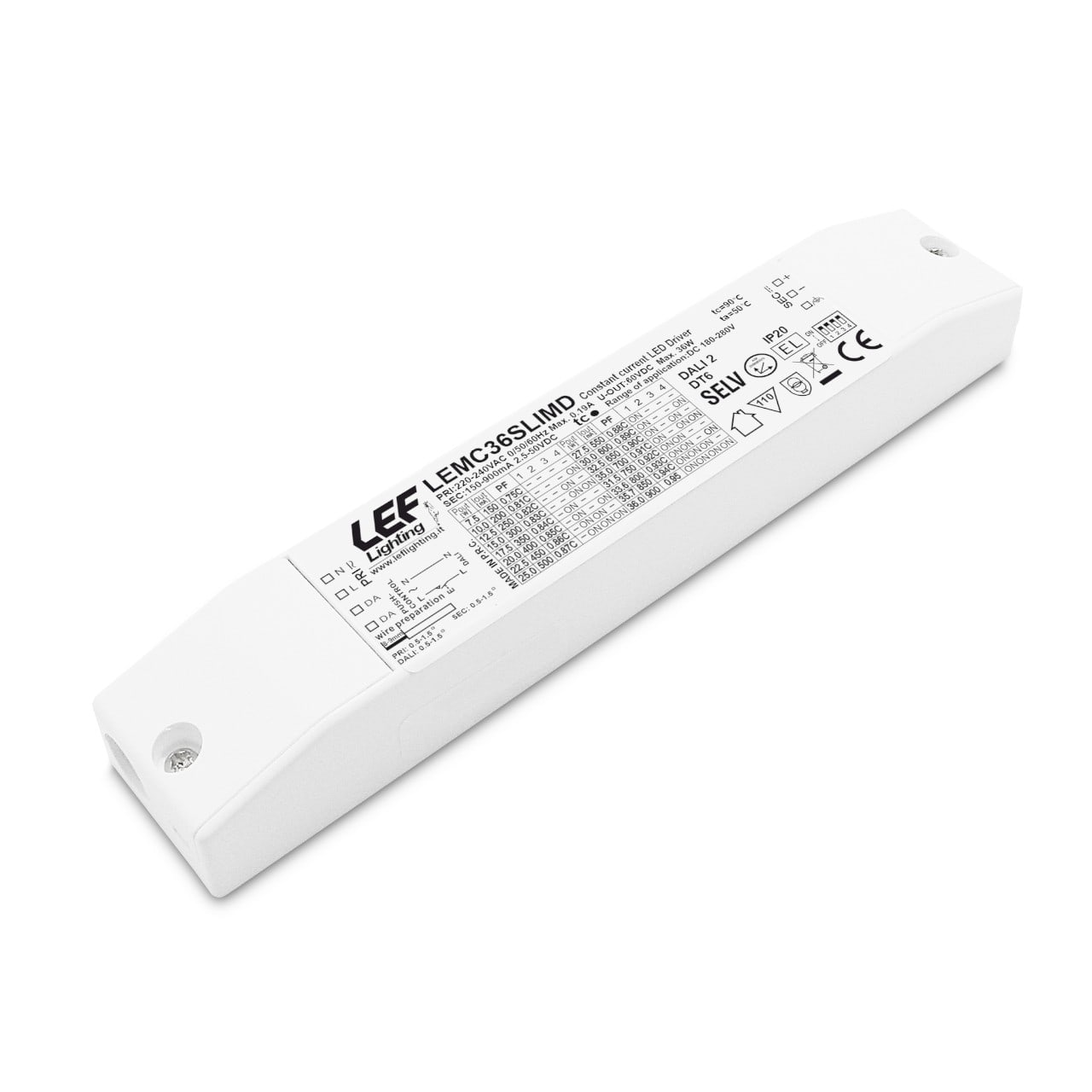 LEF LIGHTING SRL LEFLEMC36SLIMD ALIM.LED 150 900MA 8 36W DIM PUSH/DALI