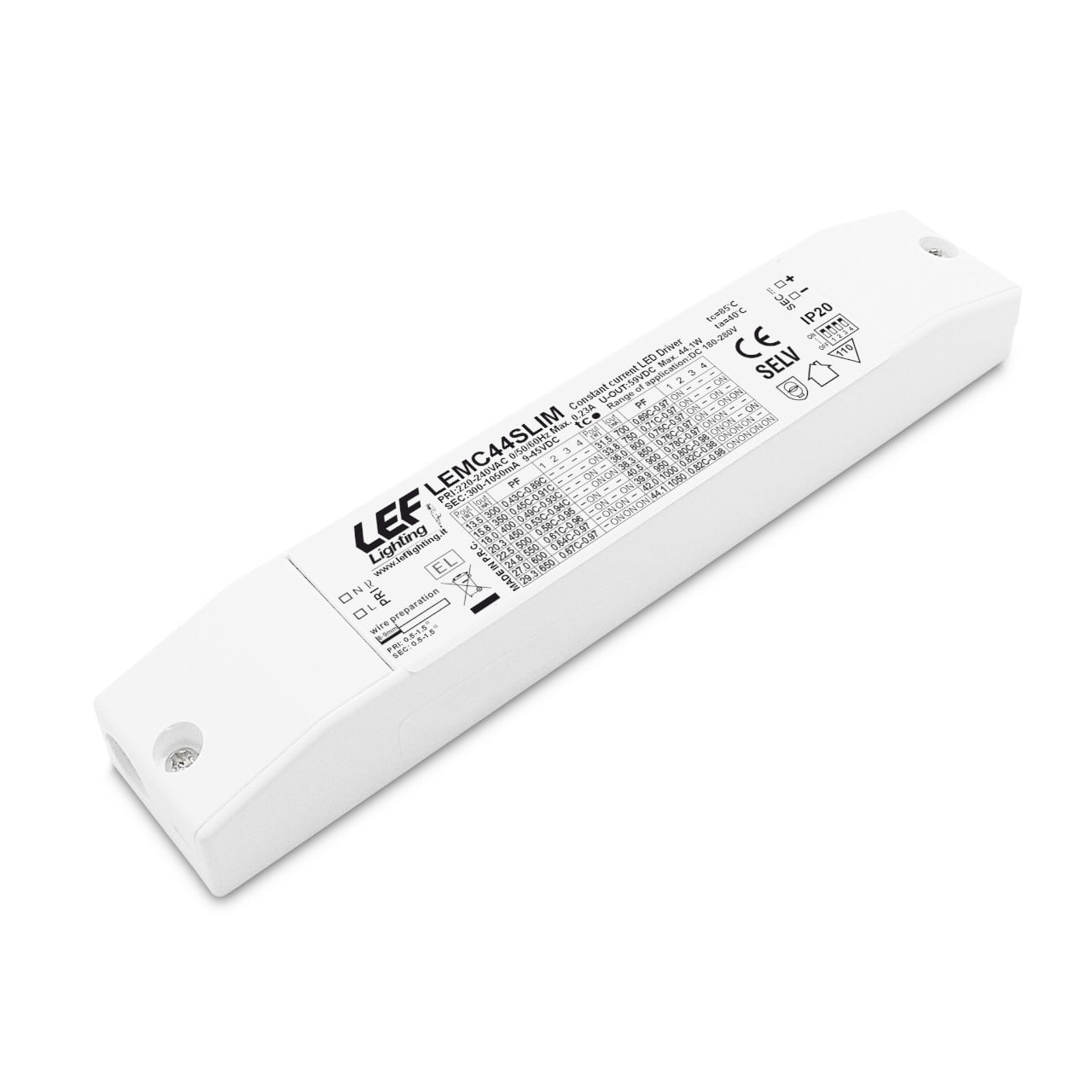 LEF LIGHTING SRL LEFLEMC44SLIM ALIM.LED 300 1050MA 14,7 44W SLIM IP20