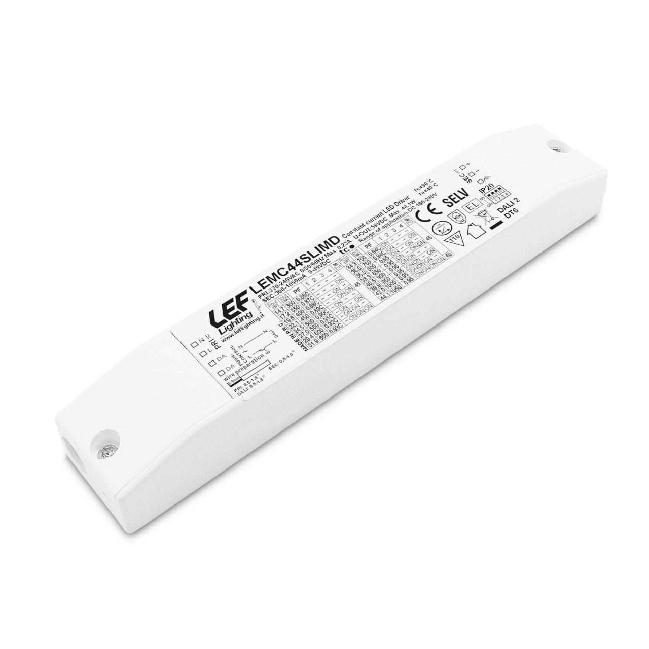 LEF LIGHTING SRL LEFLEMC44SLIMD ALIM.LED 300 1050MA 15 44W DIM PUSH/DALI