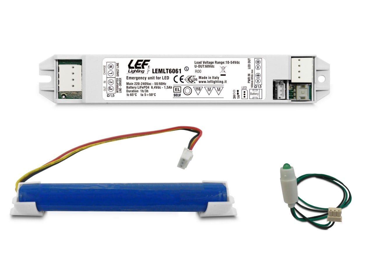 LEF LIGHTING SRL LEFLEMLT6061 KIT EMER. LED 10-54V CC 1-3 ORE LITIO