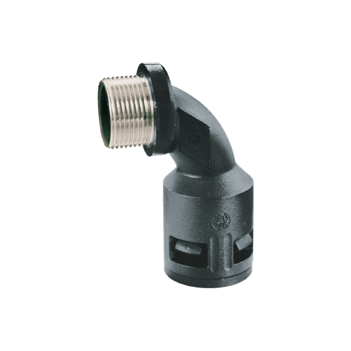 COSMEC - CSM5029-4863NM Raccordo curvo a 90° con filetto maschio metallico, Metrico 63 x 1,5 mm , IP68, nero, AD54,5