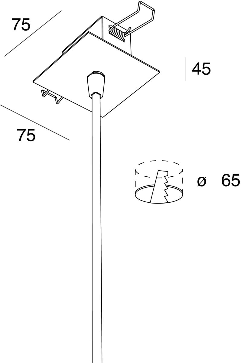 NOVALUX SPA - NOX103365.02 Kit di alimentazione per sospensione: Rosone ad incasso in controsoffitto di spessore da 5 a 15 mm con cavo. (Garanzia: 5 anni)