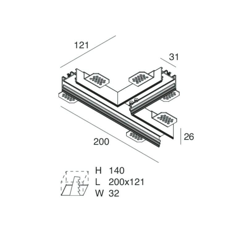 NOVALUX SPA - NOX103332.01 P-30 PCB: GIUNTO a T per cartongesso di spessore 12,5 mm kit di giunzione incluso. Garanzia 5 anni.