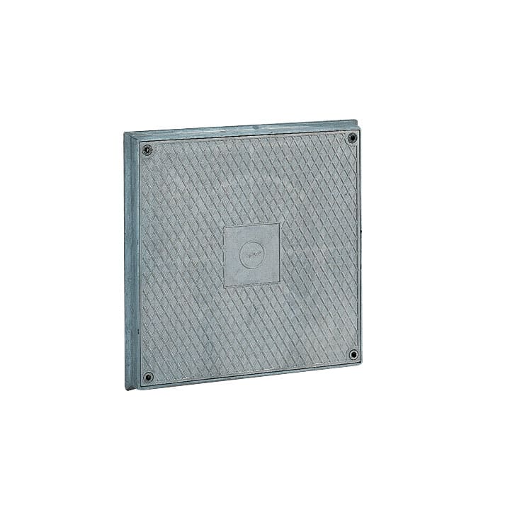 CONCHIGLIA - CON046230009 Serie PZ - Chiusino stradale per pozzetto in alluminio, IP55, dimensioni 266 x 266 x 40 mm (BxAxP)