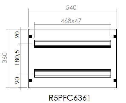 DKC-RAMBLOCK - RMBR5PFC6361 Pannello DIN 26 moduli, dimensioni 600 x 360 (LxA)