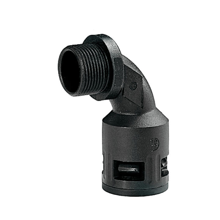 COSMEC - CSM5029-2929N Raccordo curvo a 90° con filetto maschio plastico, PG29, IP68, nero, AD34,5