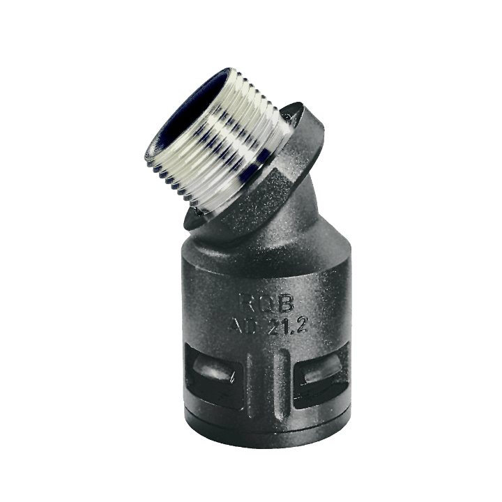 COSMEC - CSM5028-0712NM Raccordo curvo a 45° con filetto maschio metallico, Metrico 12 x 1,5 mm , IP68, nero, AD10