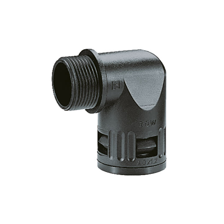 COSMEC - CSM5022-2332N Raccordo a gomito 90°, Metrico 32 x 1,5 mm, filetto maschio plastico, IP66, nero, AD28,5